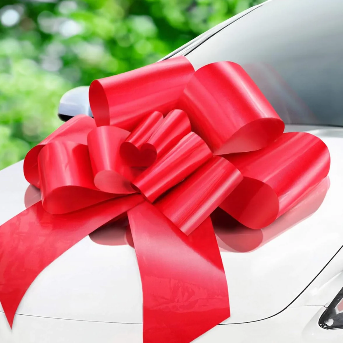 Jonami Noeud Cadeau Grand pour Voiture, Noeud Géant Rouge ø 58 cm pour 18 Anniversaire ou Voiture XL