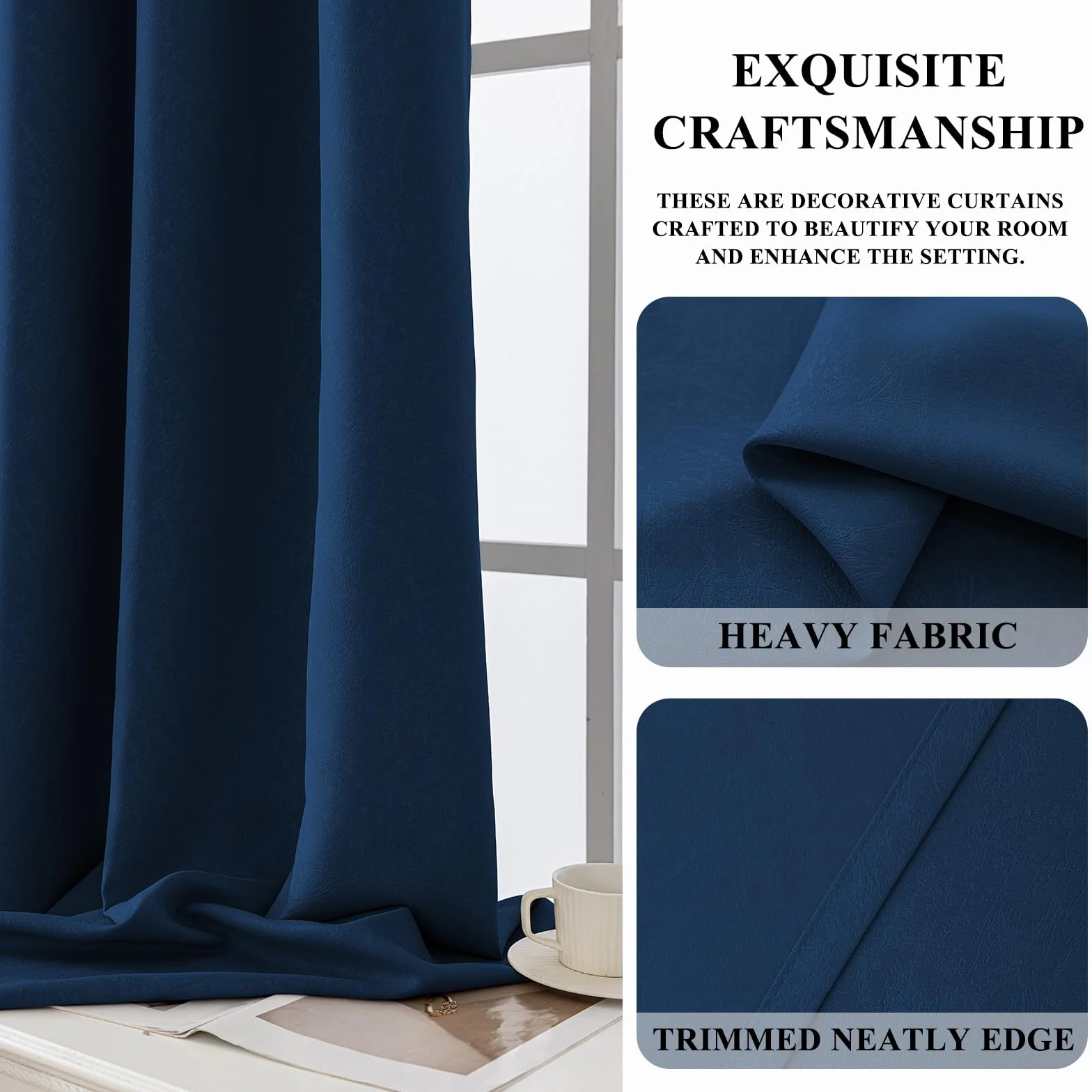Rideau Occultant 140x300 CM Lot De 2 Thermique Isolant Anti Froid Chaleur Oeillets Anti UV Decoration Chambre Salon