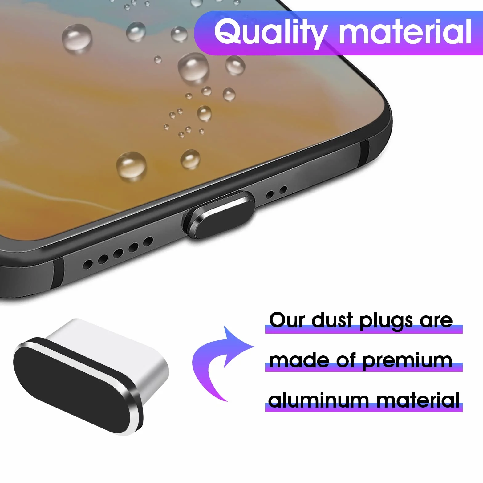 Sibba 4 wtyczki przeciwpyłowe USB typu C i Micro USB pokrywa port wtyczka do smartfonów i modeli z systemem Android (czarna)