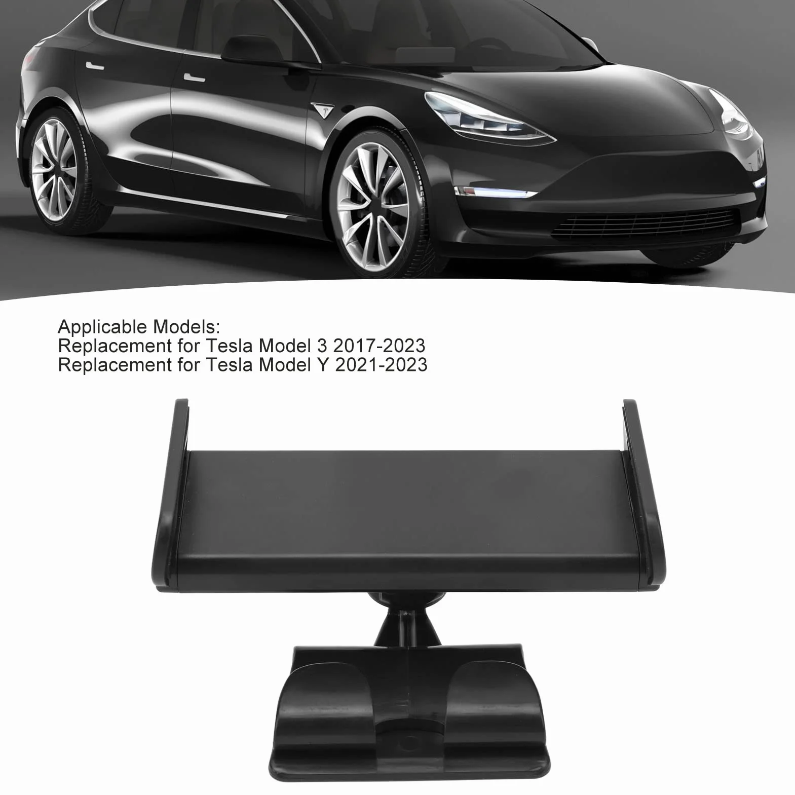 Uchwyt na Tablet za Zagłówkiem Samochodu, Uchwyt na Telefon na Tylnym Siedzeniu Port ładowania Czarne Gładkie Krawędzie z Haczykami na Telefon Komórkowy 4,7 do 12,9 w Modelu Tesla 3