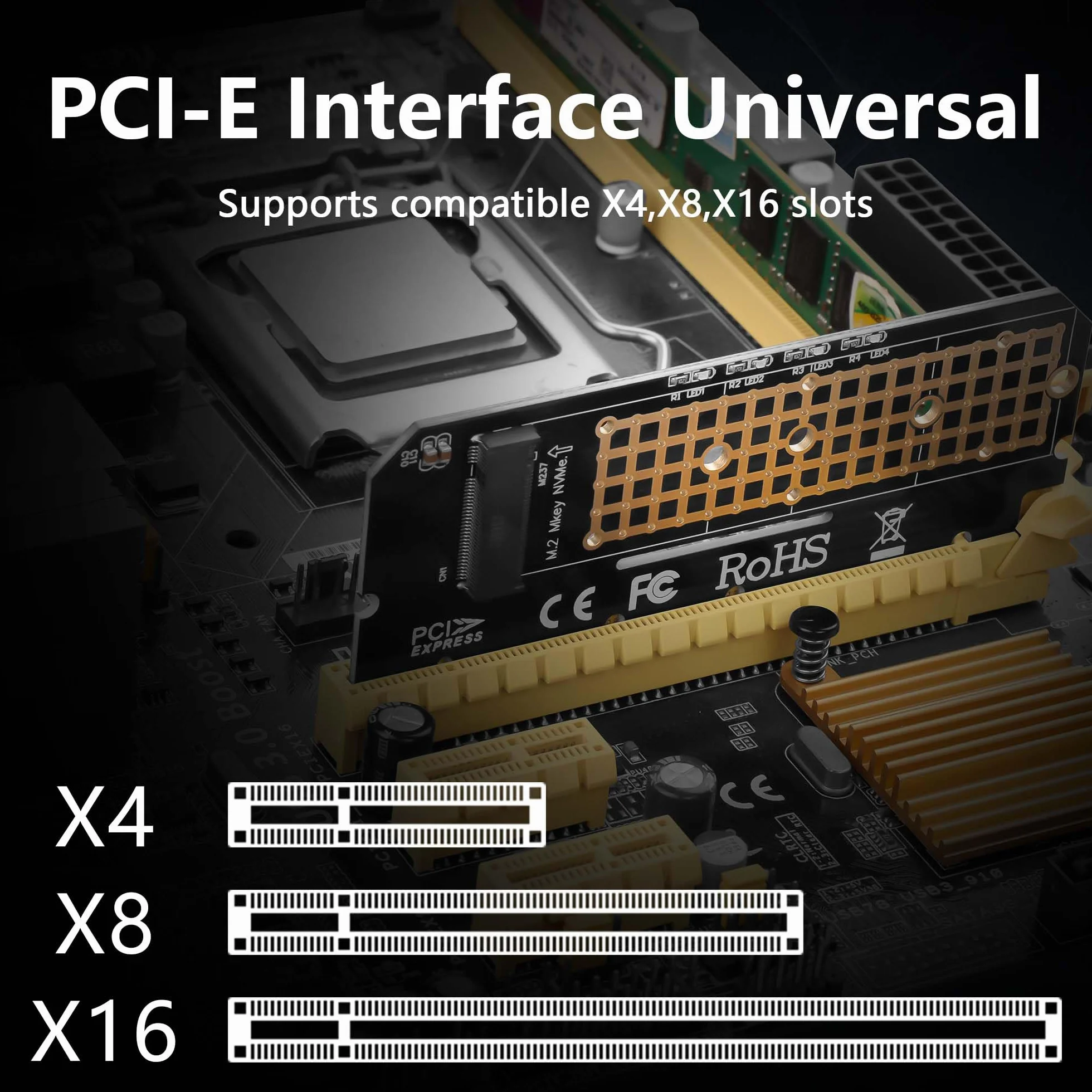 GINTOOYUN M.2 NVME SSD do PCIE 4X 8X 16X karta adaptera M. 2 M Key SSD do PCI-E 3.0 4X 8X 16X karta rozszerzeń obsługa SSD długość 2230 2242 2260 2280