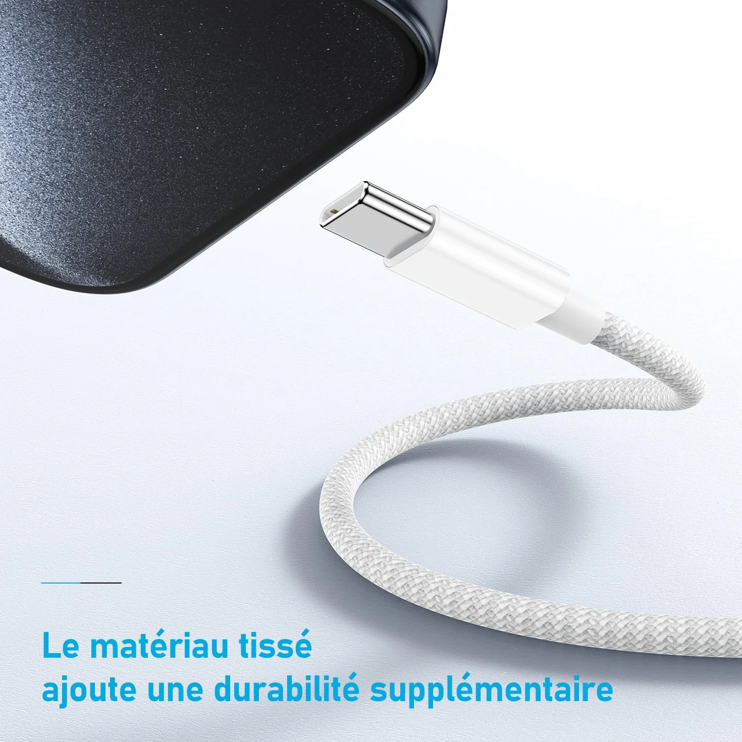 Câble USB C vers USB C 2m 60W Charge Rapide pour iPhone 16 15 Pro Max Pro Plus iPad Pro MacBook Air Pro Samsung Galaxy