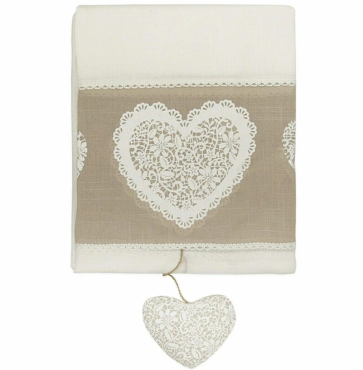 Rideaux de porte intérieure en lin semi-transparent emmevi Lot de 2 140 x 290 cm modèle 2 cœurs