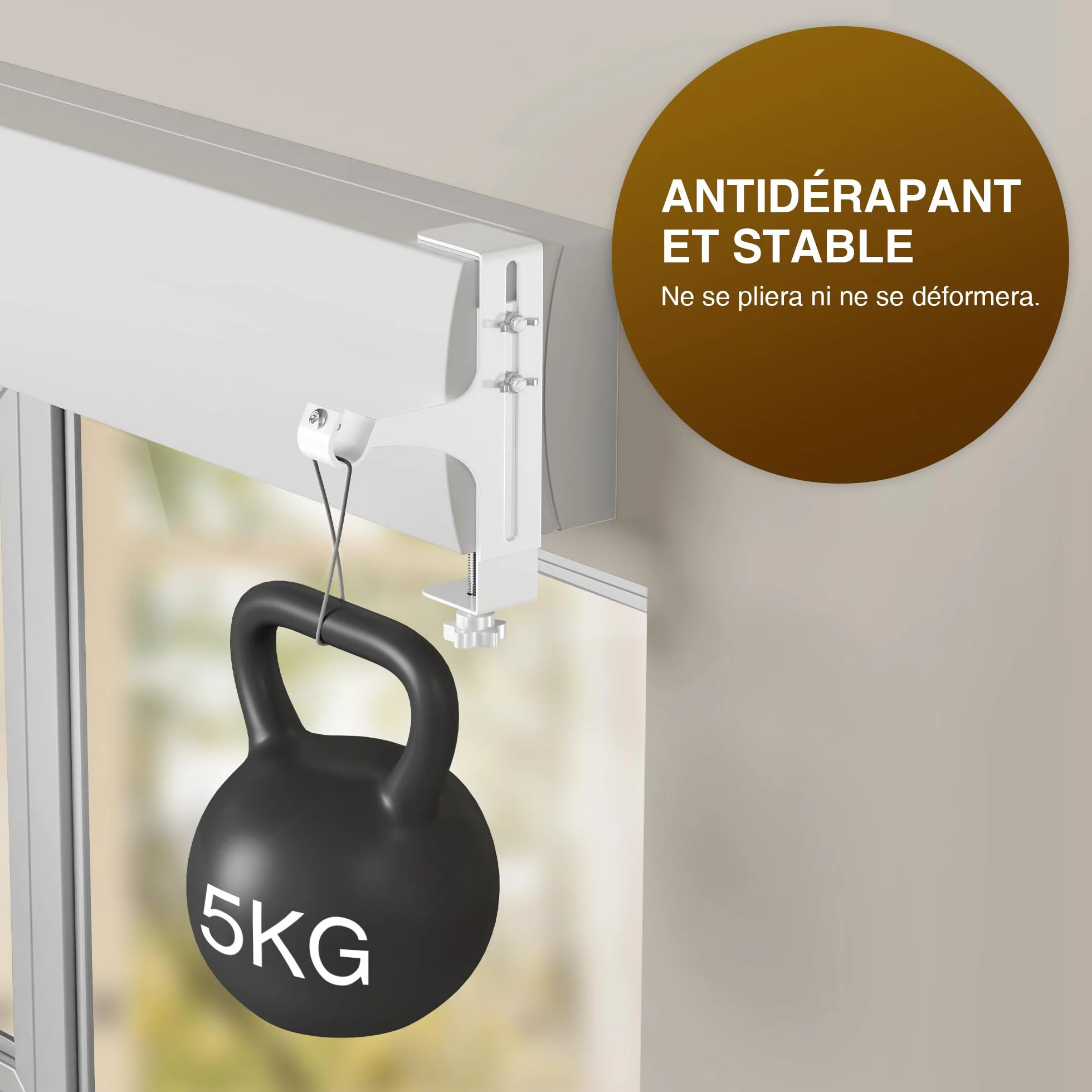 Supports de Tringle à Rideaux sans Perçage Lot de 2 - Fixations Universelles Métal Blanc pour Coffre de Volet Roulant ou Fenêtre