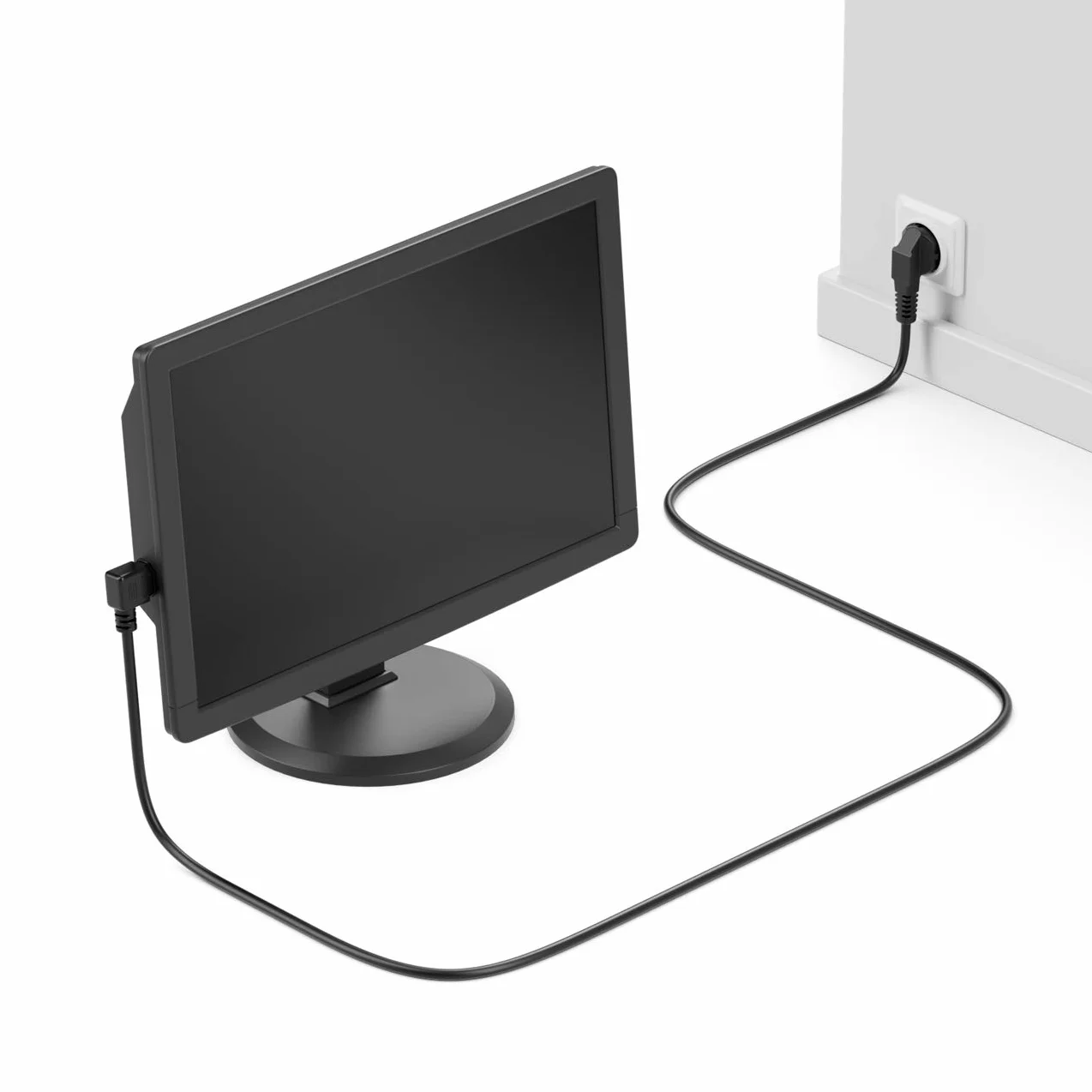 deleyCON 1m Câble Alimentation Type F CEE 7/7 C13 90° Coudée Noir