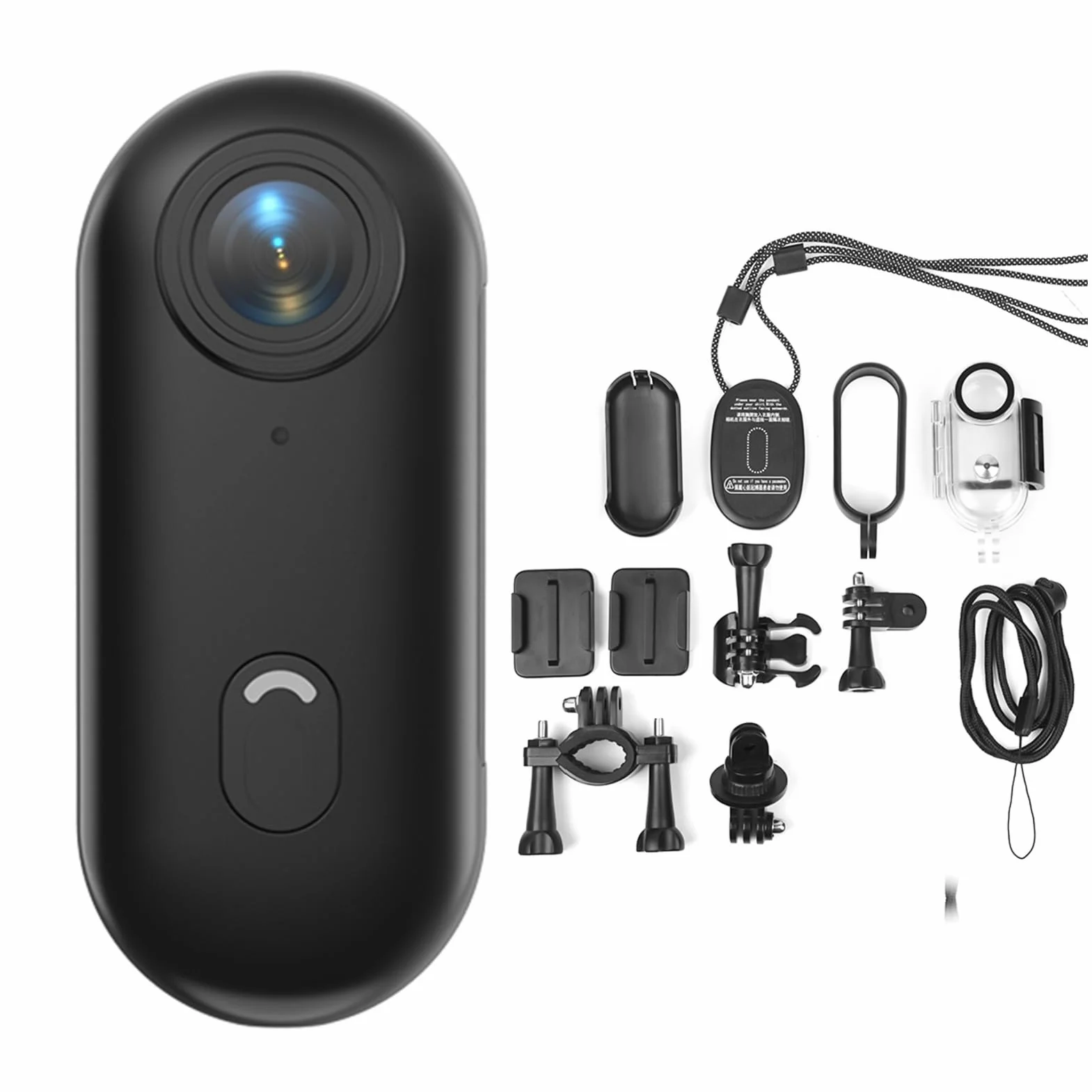 Kamera sportowa WiFi 1080p, obiektyw szerokokątny 120°, wbudowany akumulator 800 mAh z magnetycznym paskiem do noszenia, klips wsteczny, wodoszczelna obudowa, karta TF 32 GB, akcesoria