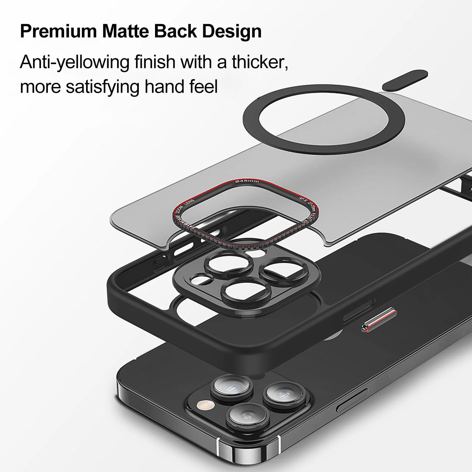 Etui z paskiem do iPhone'a 15 Pro, [odpinany regulowany sznurek], etui magnetyczne kompatybilne z ochroną aparatu i matowym tyłem dla iPhone'a 15 Pro, czarne