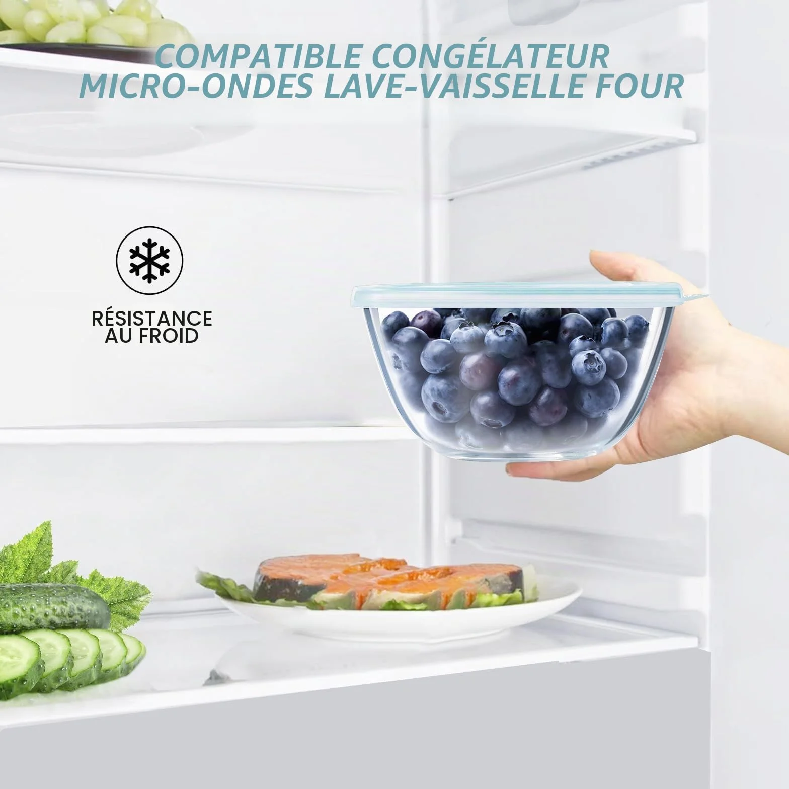 Luvan Lot de 3 Bols à Mélanger en Verre avec Couvercle (4.2 L, 2.5 L, 1 L), Grands Bols à Salade Ronds pour la Cuisine, Parfaits pour Cuisiner, Cuire, Servir, Préparer, passent au Lave-vaisselle