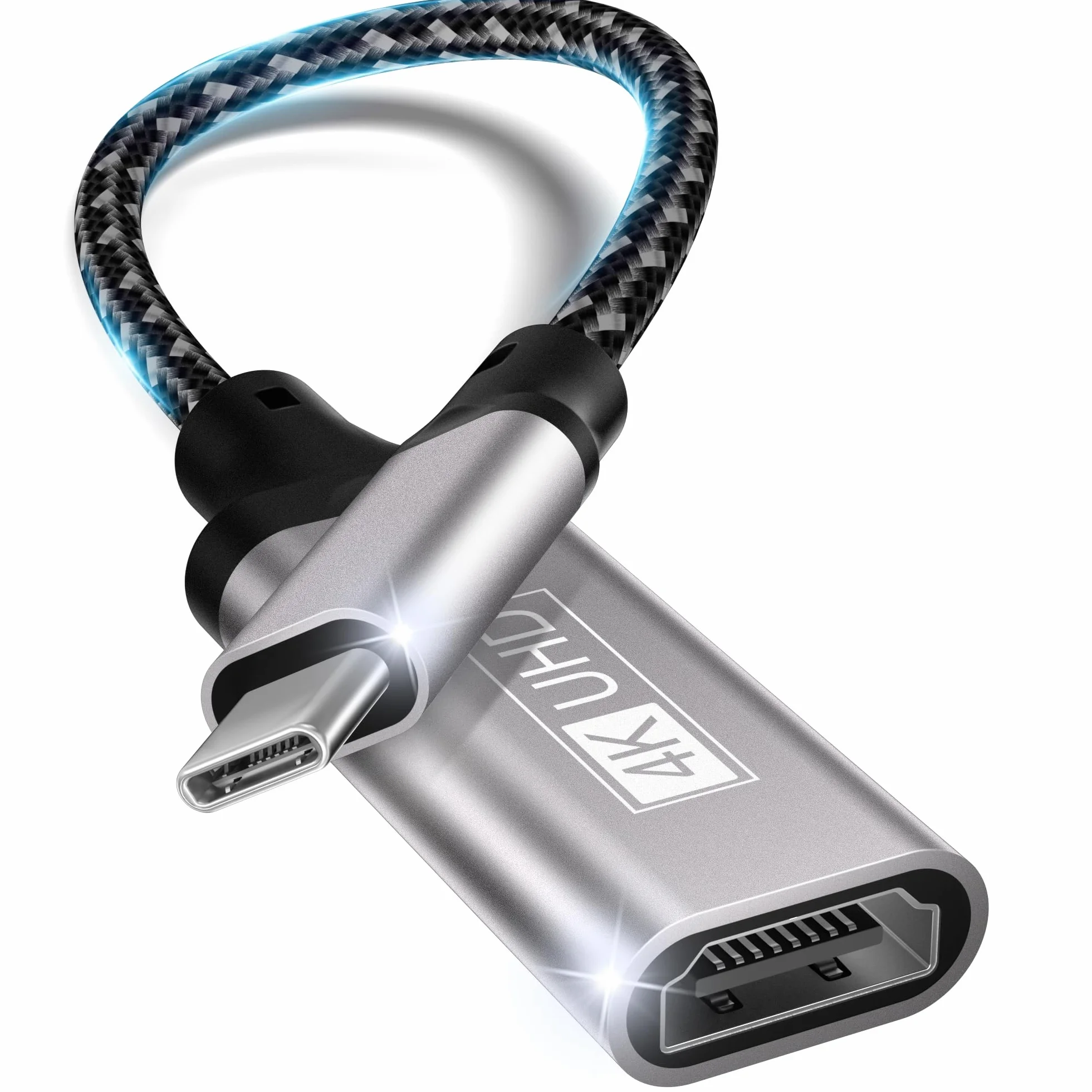 Adaptateur USB C vers HDMI 4K Thunderbolt 3 Compatible iPhone 15 Pro MacBook Pro Air Dell XPS iPad Pro Air Samsung Galaxy Surface Pro Gris