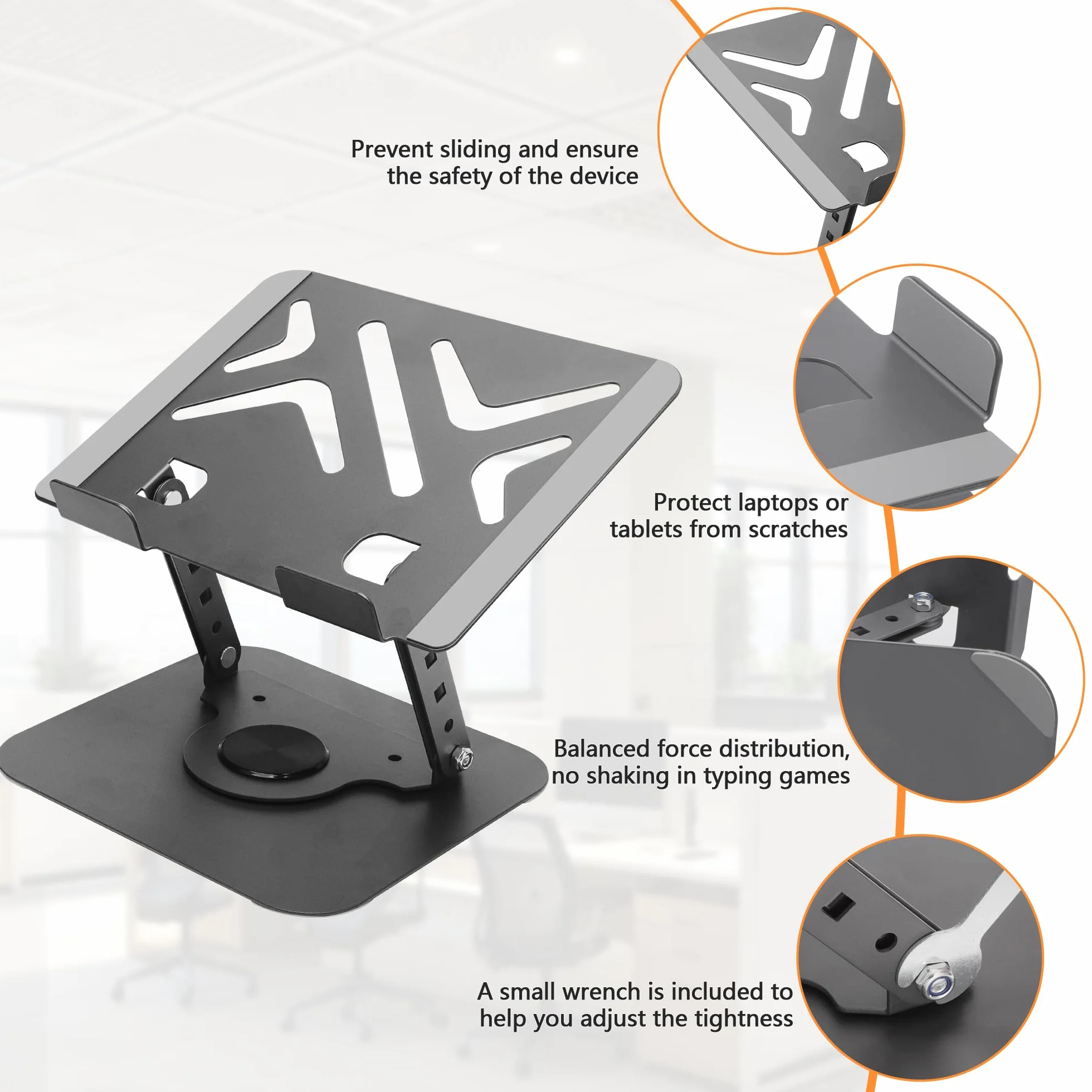Rybtd Stojak na laptopa, regulowany stojak na laptopa, stojak na notebooka z podstawą obracającą się o 360°, ergonomiczny stojak na laptopa, wentylowany składany stojak na laptopa Laptop Riser