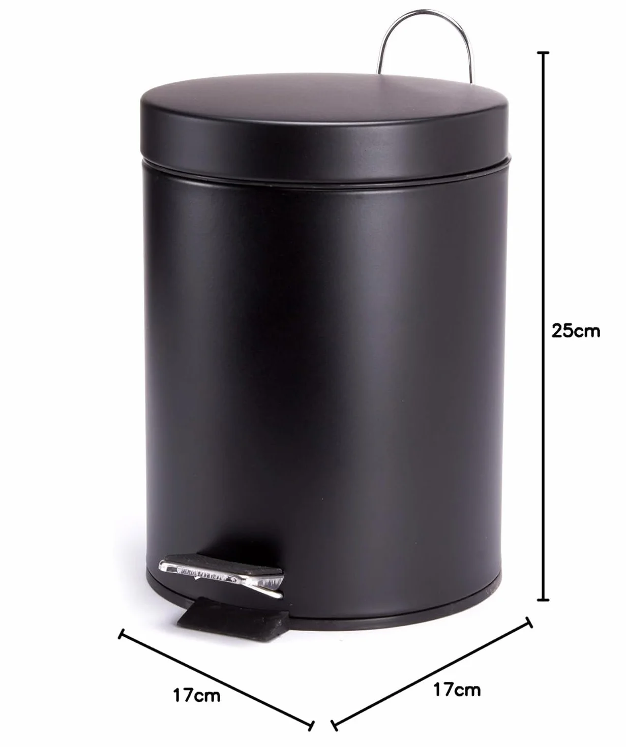 Poubelle Cosmétique Salle de Bain Acier Inoxydable 3L Noir Mat - Poubelle à Pédale Compacte