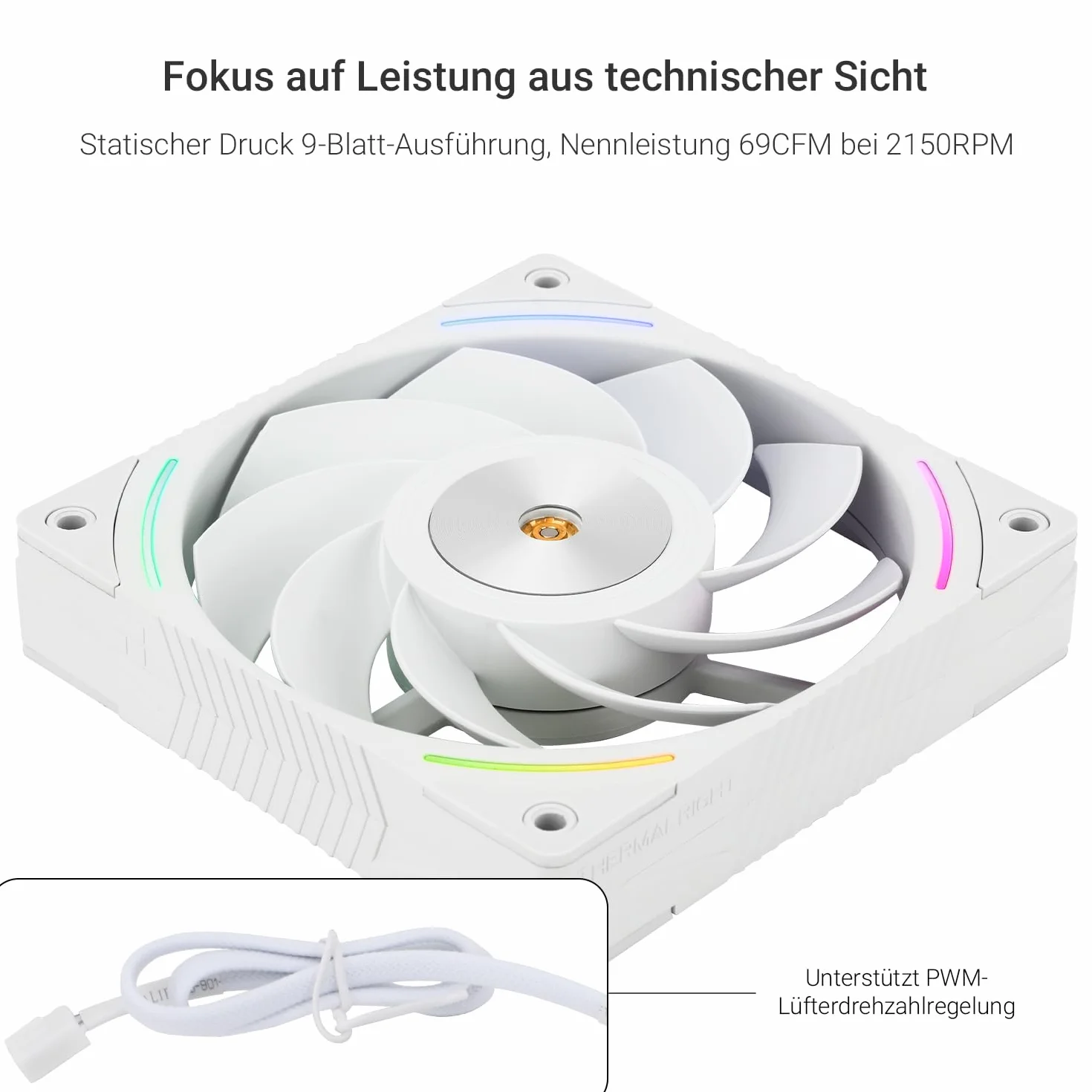 Thermalright TL-K12RW wentylator CPU 120 mm, 4-pinowe złącze PWM, wentylator komputerowy z prędkością 2150 obr./min, wentylator do komputera stacjonarnego (TL-K12RW)