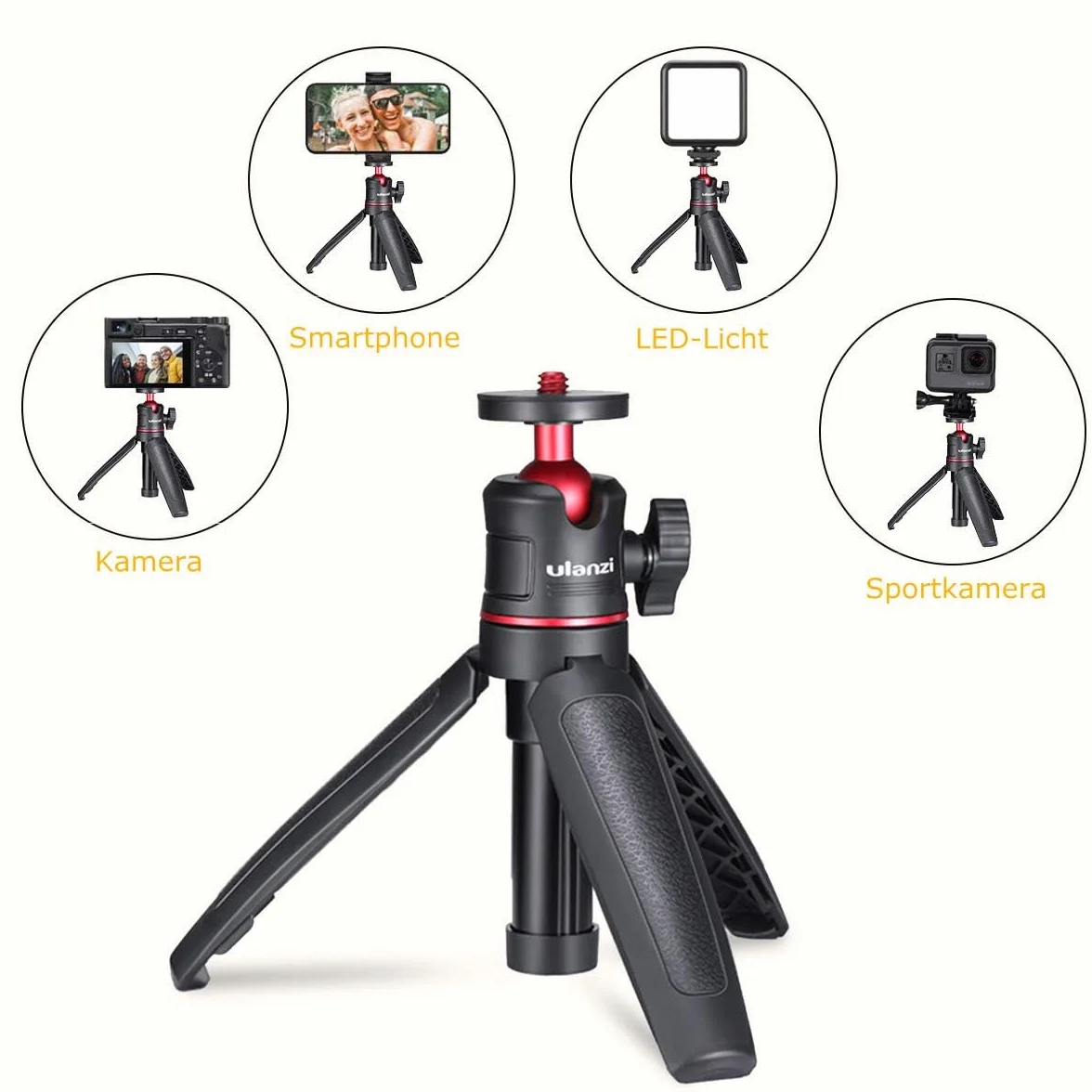 ULANZI MT-08 przenośny statyw podróżny mini ze śrubami 1/4", mały statyw kompatybilny z Sony ZV1/ RX100 VII/ RX1R II, Canon G7X Mark, Fujifilm X100V, Leica Q2