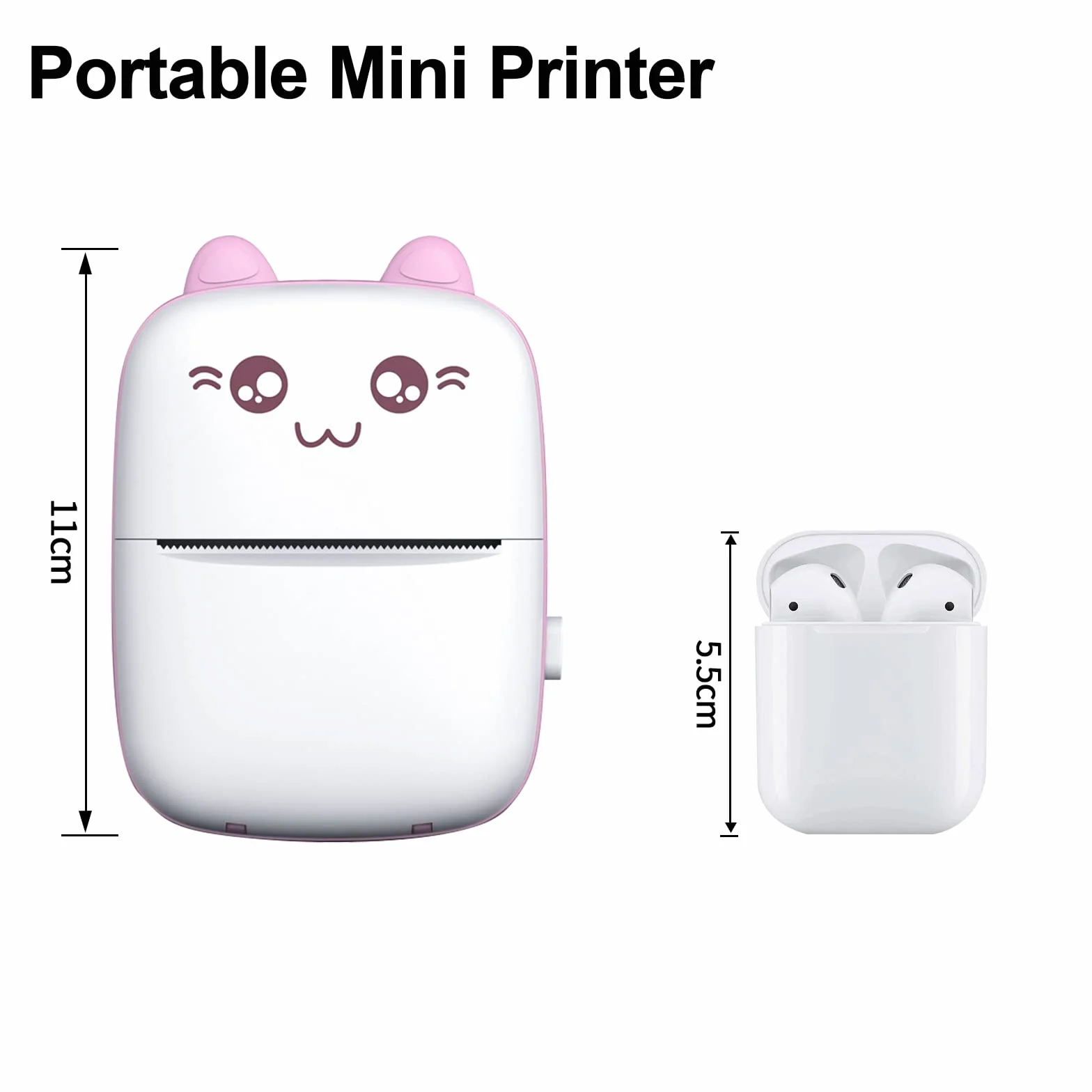 Mini Bluetooth Imprimante Thermique sans Fil pour Photo Étiquettes DIY (Rose)