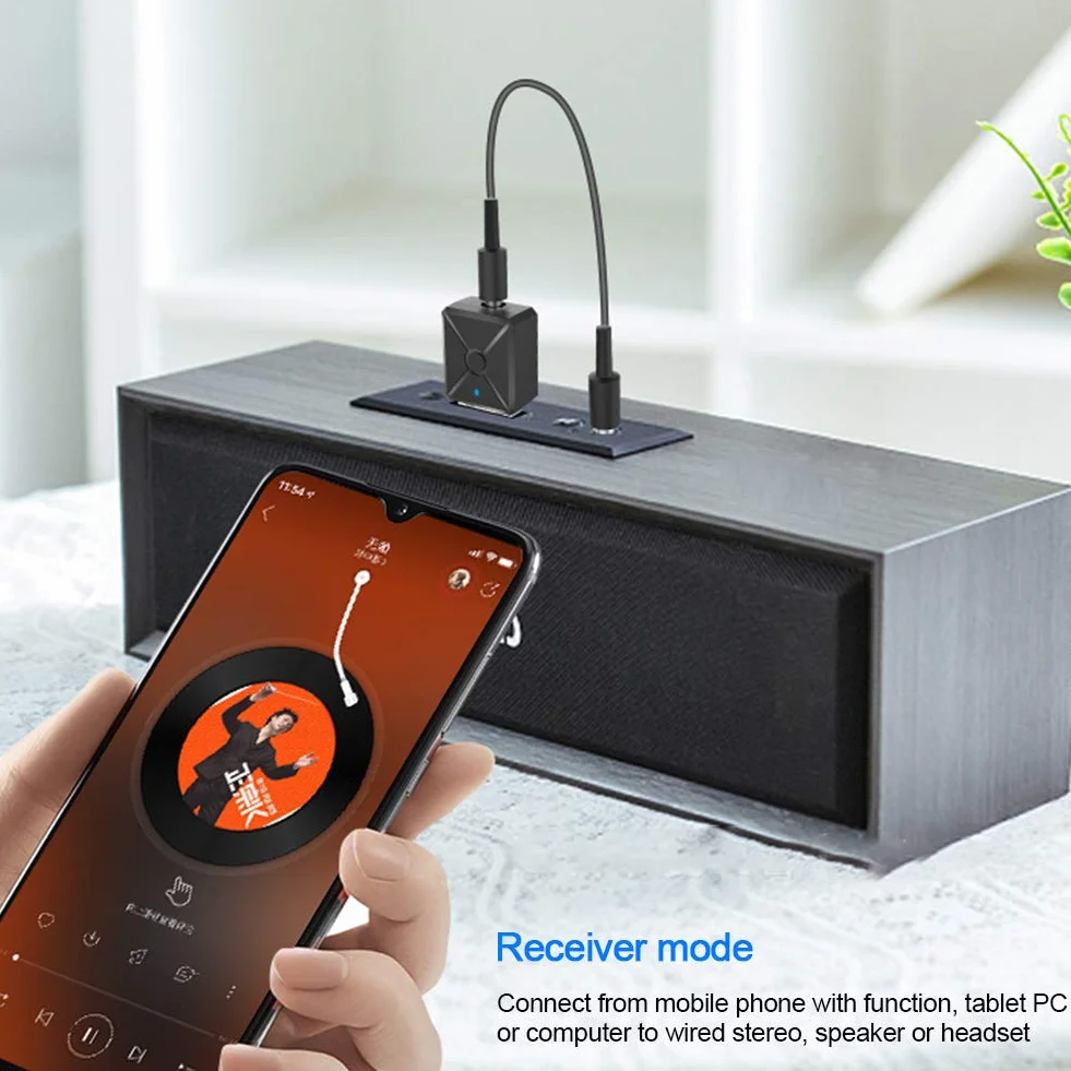 ASHATA Nadajnik odbiornika Bluetooth, nadajnik odbiornika Bluetooth USB5.0 Bezprzewodowy adapter audio Głośnik samochodowy Komputer Adapter TV Odbiornik audio