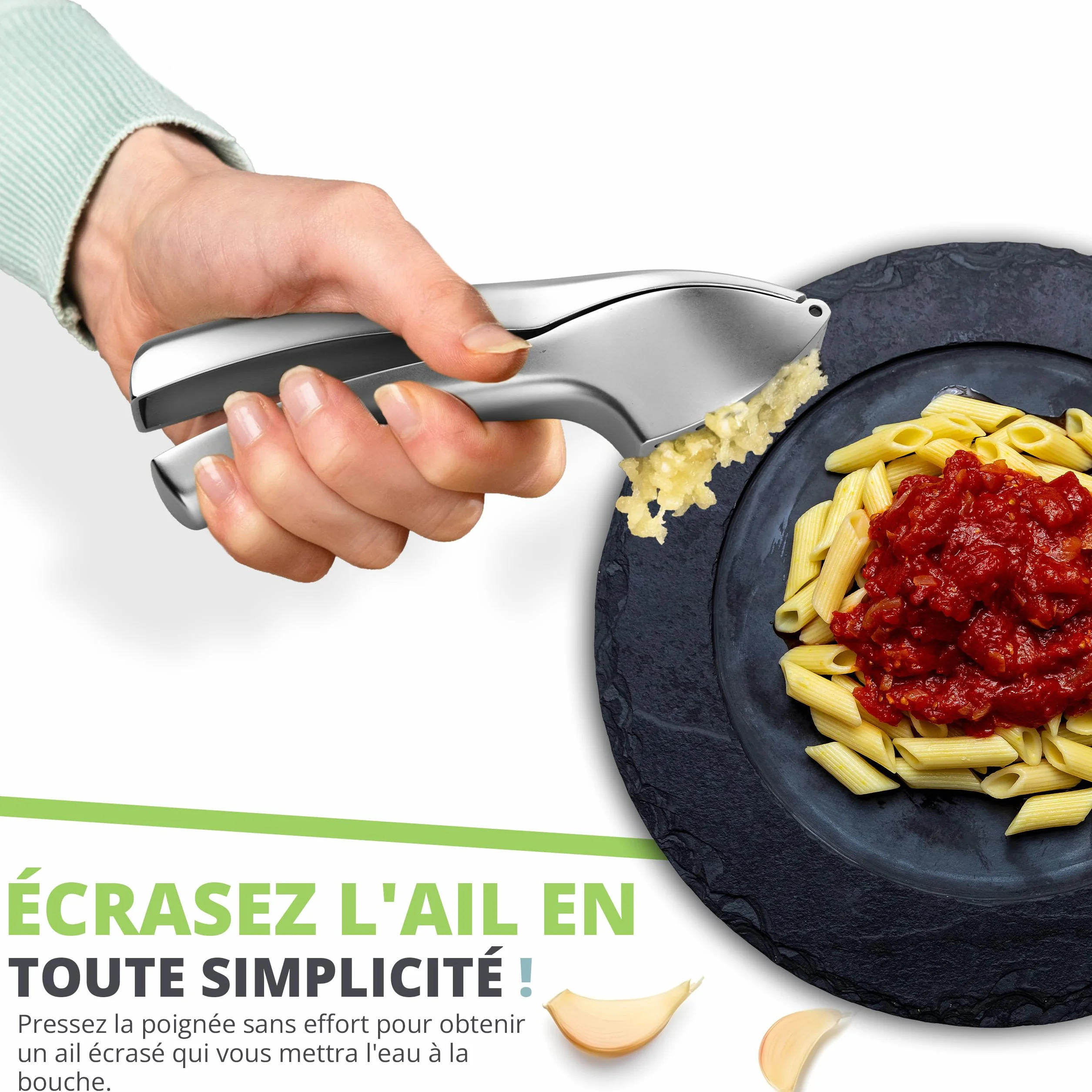 Oliver's Kitchen Presse Ail Premium - Hachoir et Broyeur Facile à Nettoyer