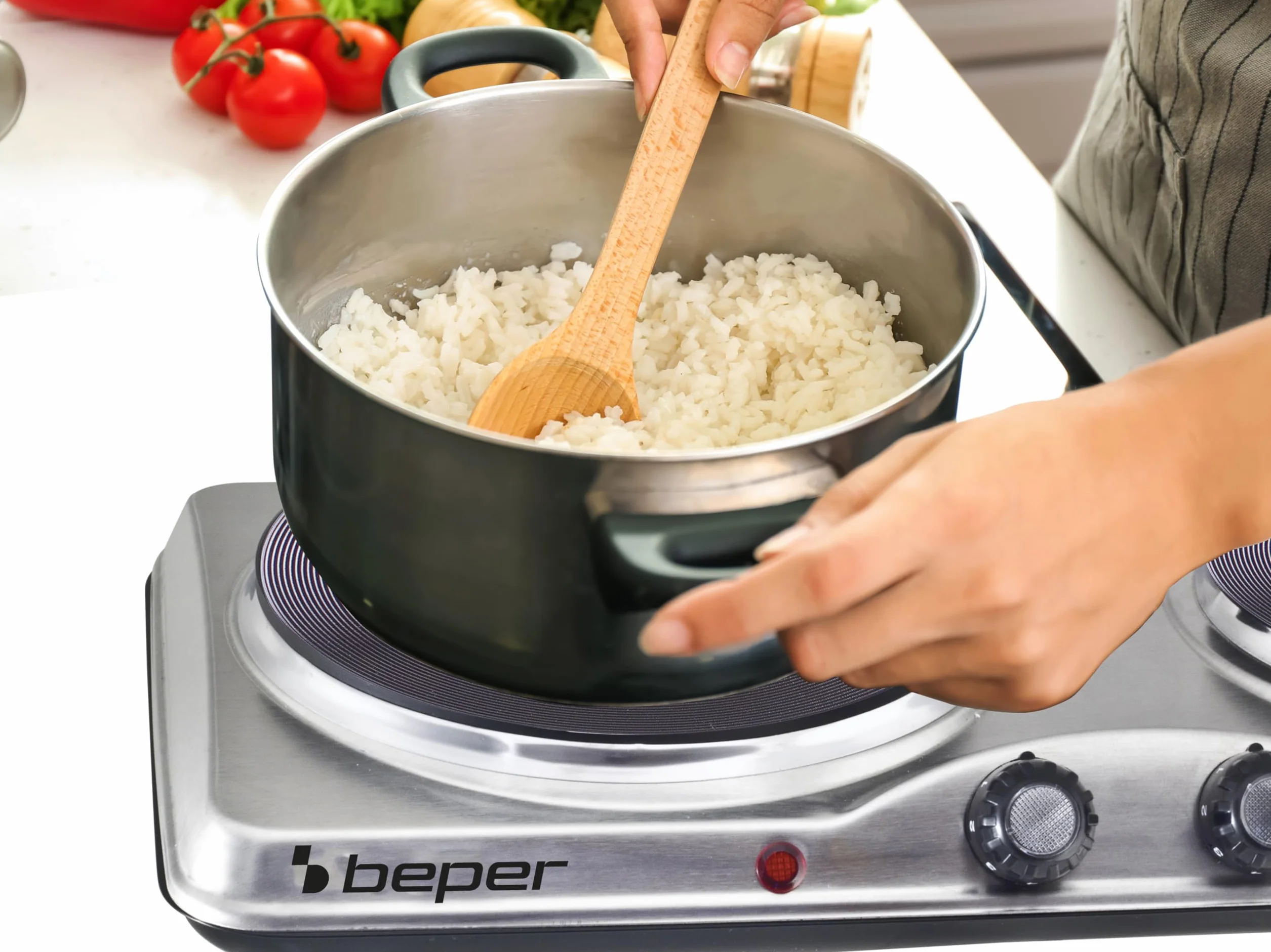 BEPER 90.825 Double Plaque de Cuisson Electrique, Argent, 1000 W