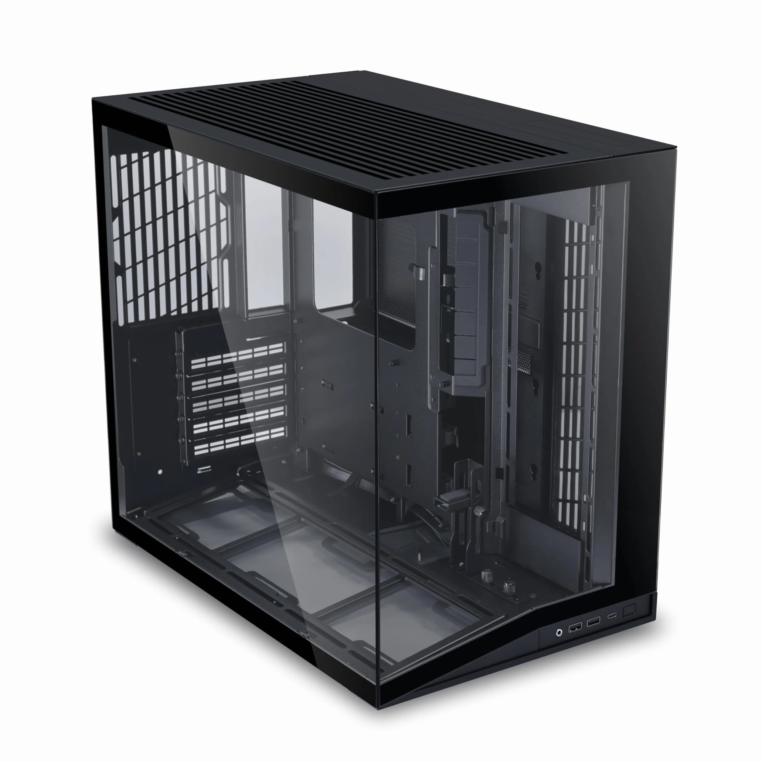 Lian Li O11 Dynamic Mini V2 obudowa PC, czarna, kompaktowa obudowa ATX Midi Tower z dwukomorową konstrukcją, szkłem hartowanym i modułową konstrukcją