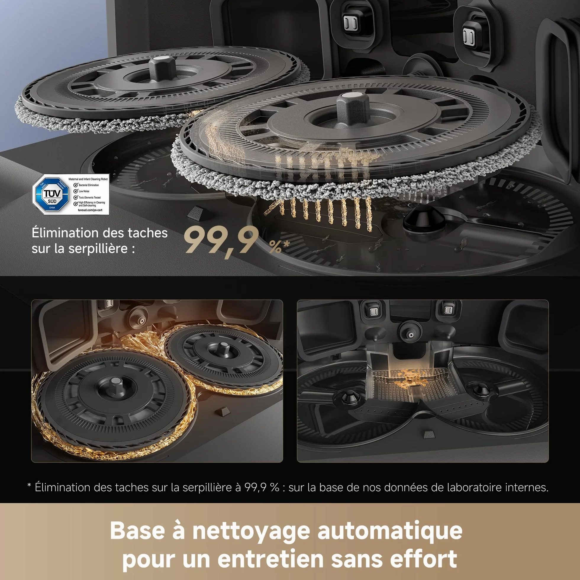 DREAME L40s Pro Ultra Robot Aspirateur, 19000 Pa, Brosse Double HyperStream, Franchit 4 cm, Brosse latérale extensible, Nettoyage eau chaude 75°C, Auto-nettoyant 3.0