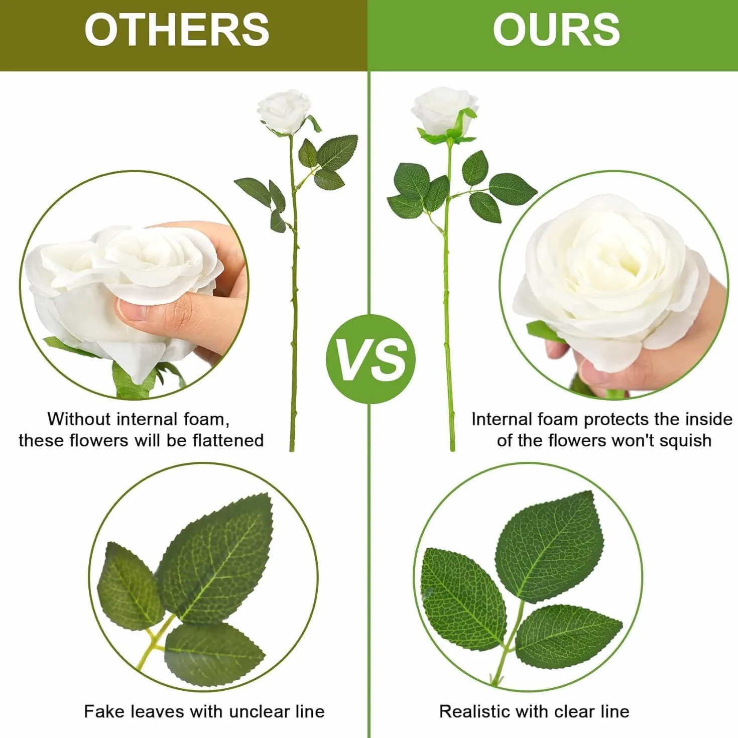 Roses Artificielles Blanches en Soie 12 Pièces Décoration Mariage Jardin