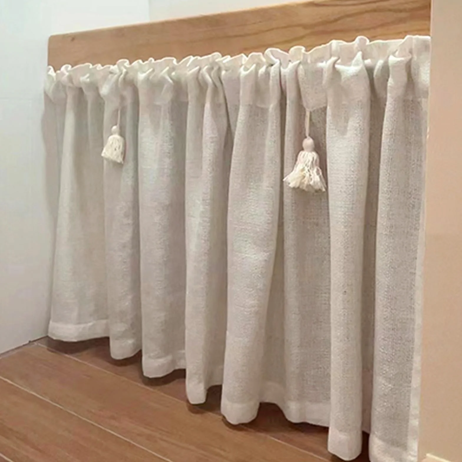 Rideaux Courts Rétro en Coton et Lin, Style Nordique, W100xH80cm