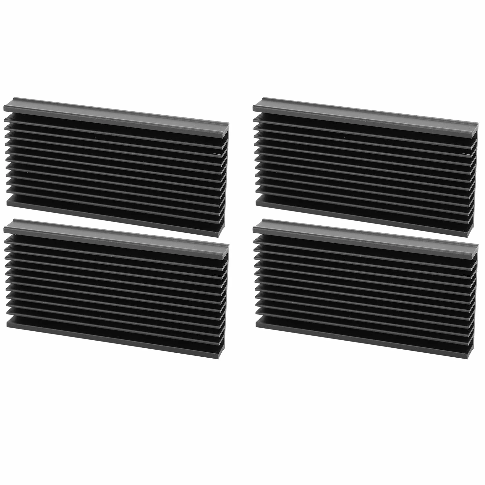Fafeicy 4PCS Czarny Aluminiowy Chłodnica Radiatora 50x12.7x100 Mm dla Płytki Obwodu Chipów Cpu Routeter Wzmacniacz Moduł Zasilający Chłodzenie Płyty Głównej Płyta Główna