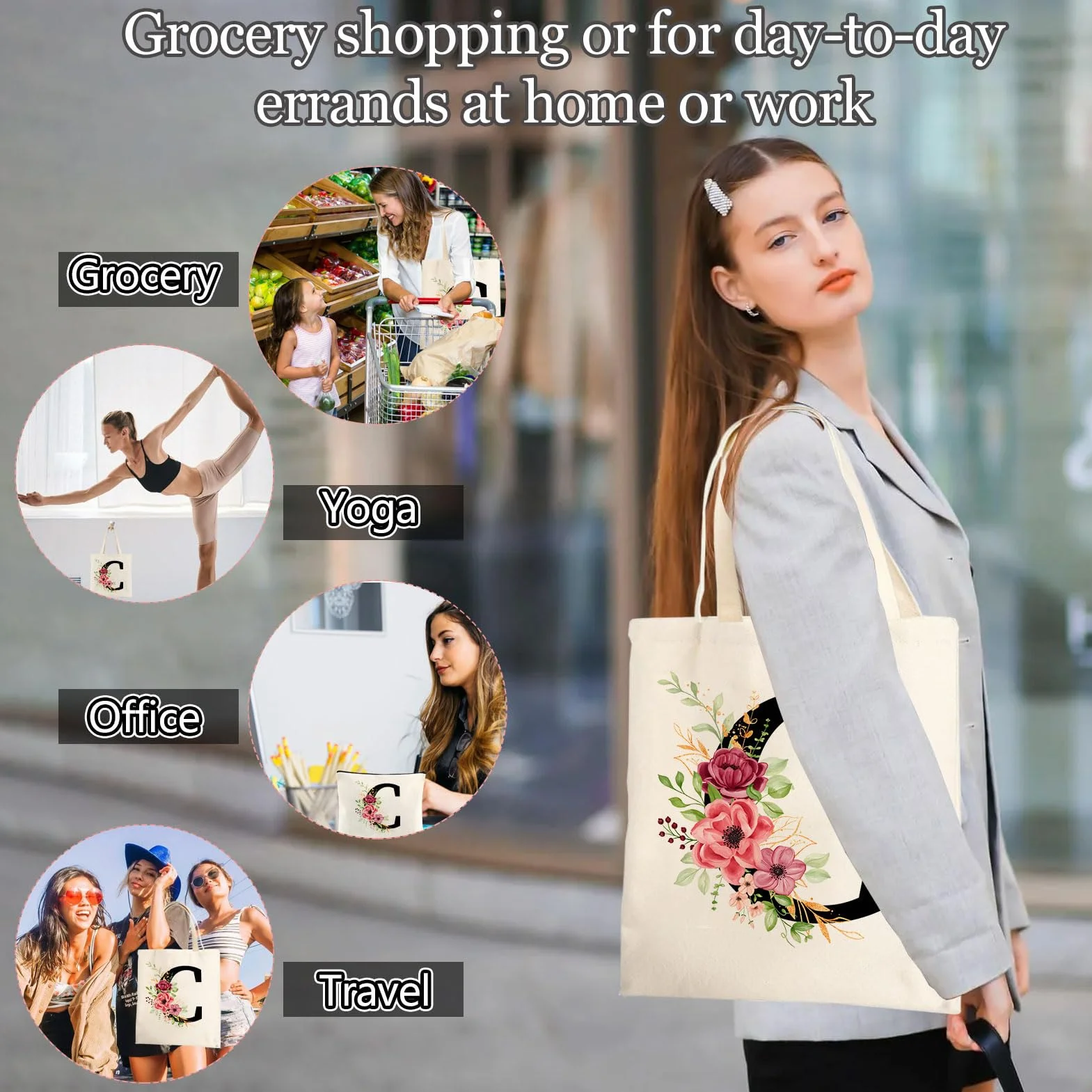 Sac Fourre-Tout Personnalisé Initiale Coton Cadeau Femme Tarklanda