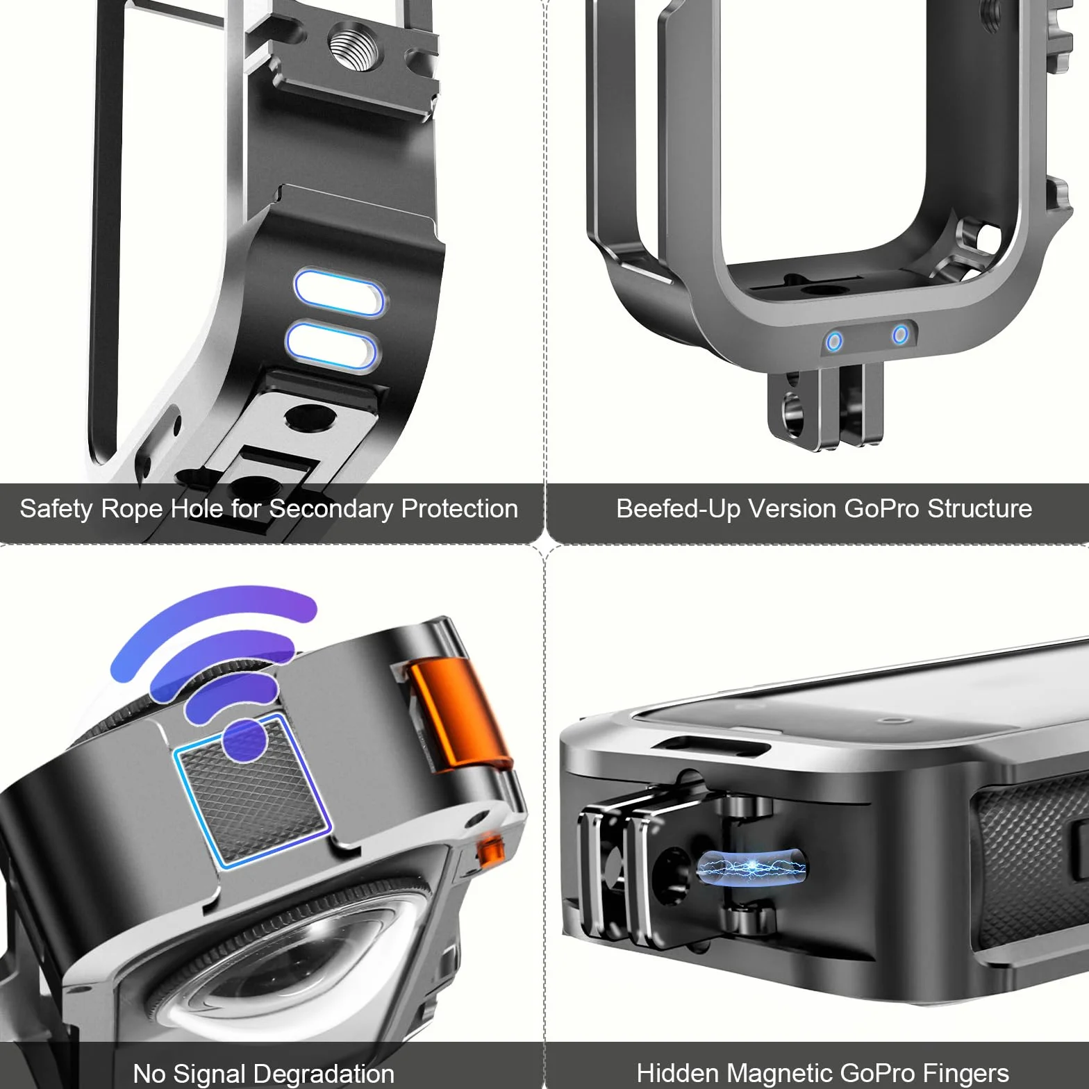 AMAZEAR Metalowa obudowa ochronna na akcesoria Insta360 X4, ulepszona aluminiowa klatka szybkiego uwalniania Insta 360 X4 mocniejsza konstrukcja, wielofunkcyjna ramka z osłoną obiektywu
