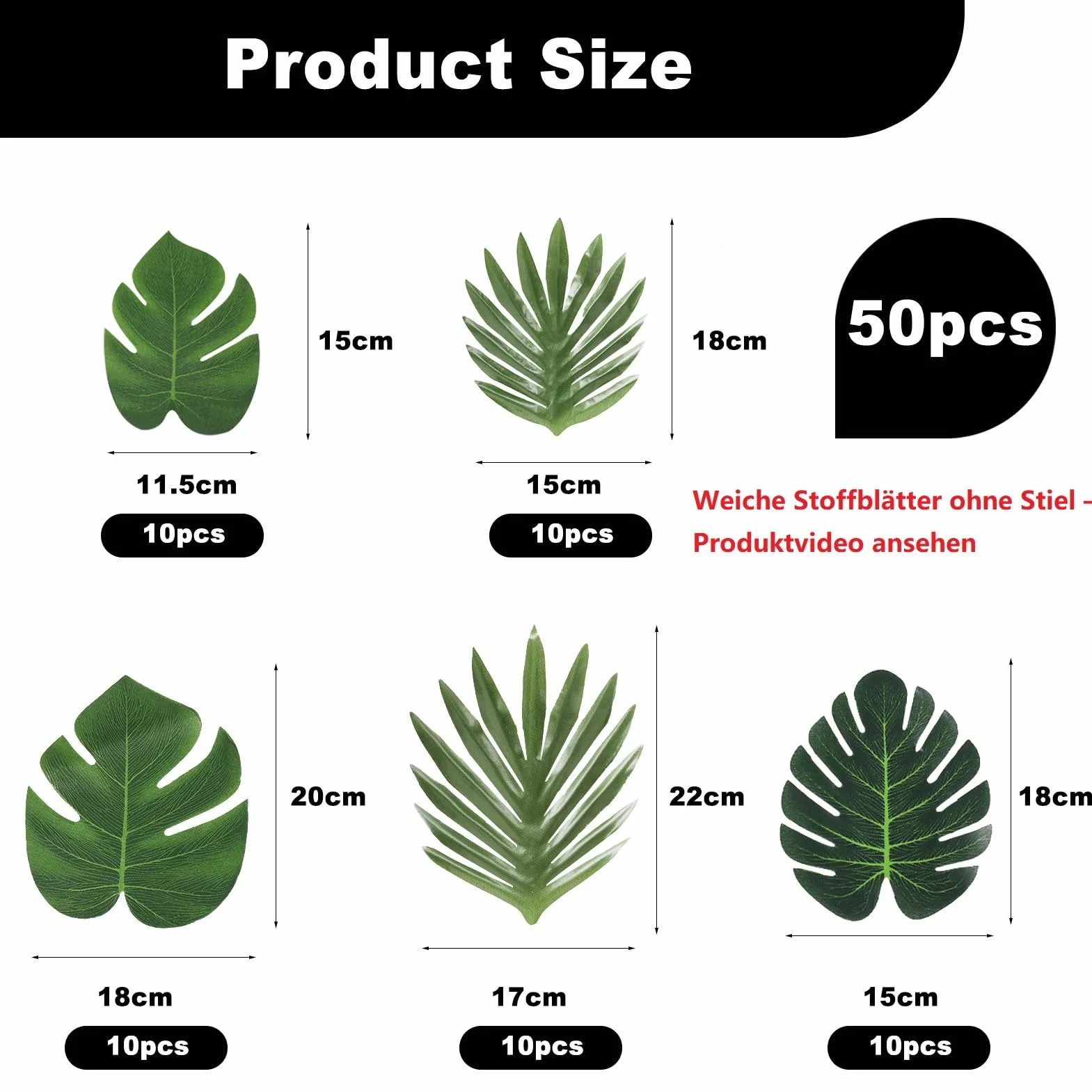 Feuilles artificielles Palmier Monstera Lot 50 Tropicales Jungle Décoration