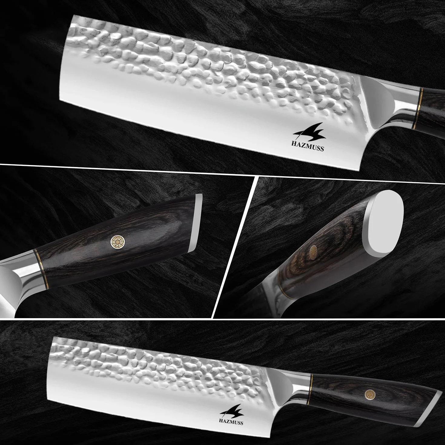 Couteau Nakiri 17,5 cm, Acier Inoxydable à Haute Teneur en Carbone – Couteau de Chef Japonais Forgé à la Main Avec Manche en Bois de Pakka Pour Cuisines Professionnelles et Domestiques