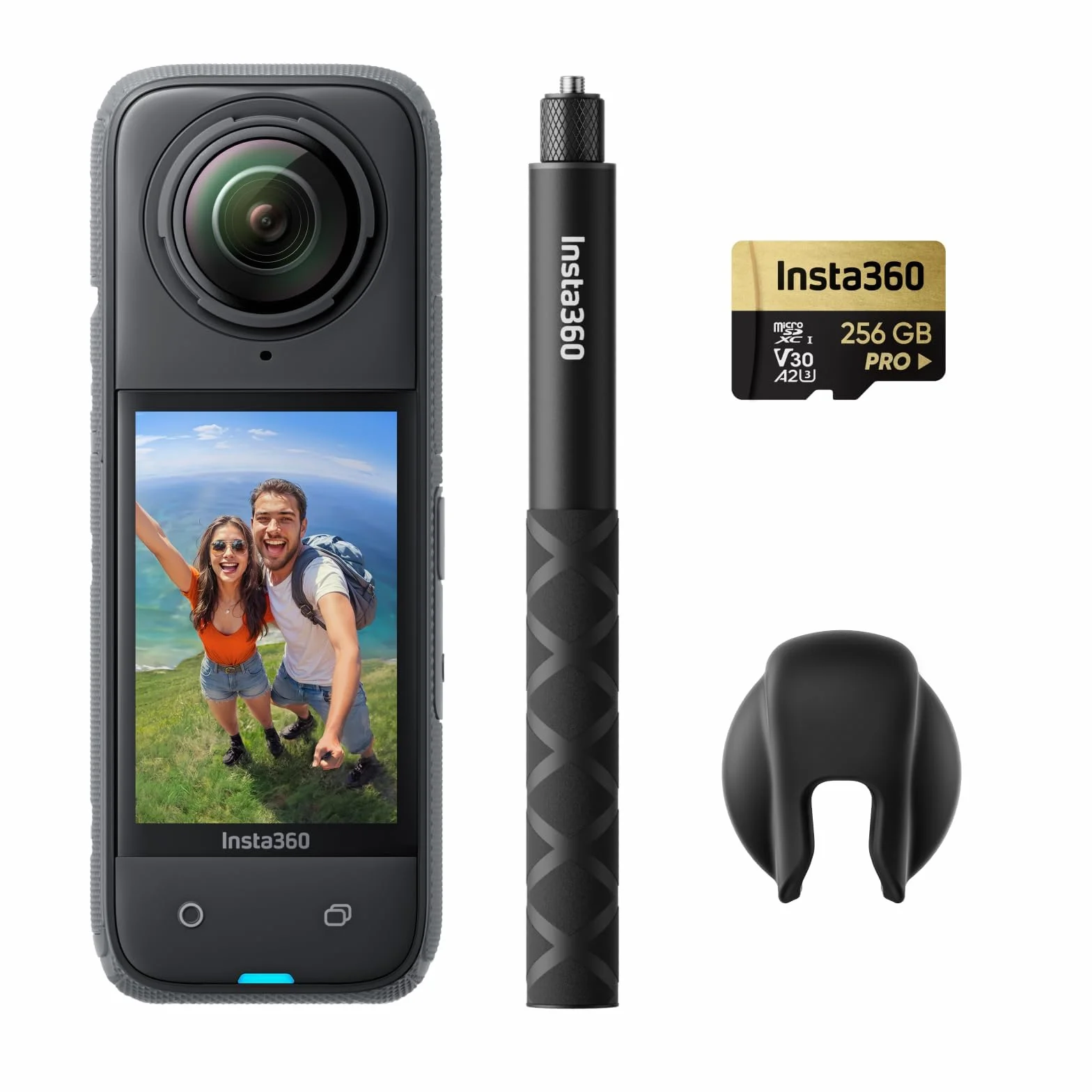 Insta360 X4 Wodoszczelna kamera sportowa 8K 360°, filmy szerokokątne 4K, efekt niewidocznego kijka do selfie, zdejmowana osłona soczewek, czas pracy akumulatora 135 min, edycja AI, stabilizacja
