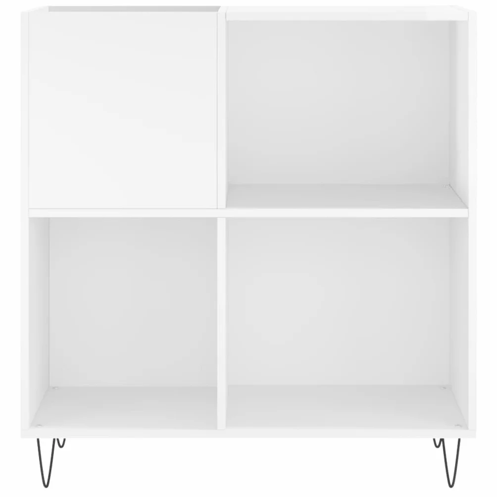 vidaXL Armoire à Disques, Support de Tourne-Disque, Armoire Latérale avec Rangement, Buffet de Salon, Moderne, Blanc Brillant Bois d'Ingénierie