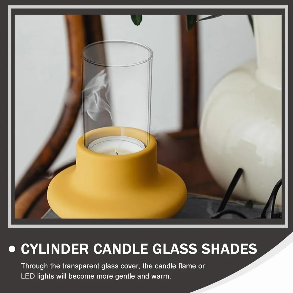 BESPORTBLE Lot de 4 cylindres en Verre photophores - Verre de Rechange - Cylindre Transparent - sans Sol - pour la Maison, Le Salon, Les Mariages, Les fêtes, la décoration de Table - 15 x 7 cm