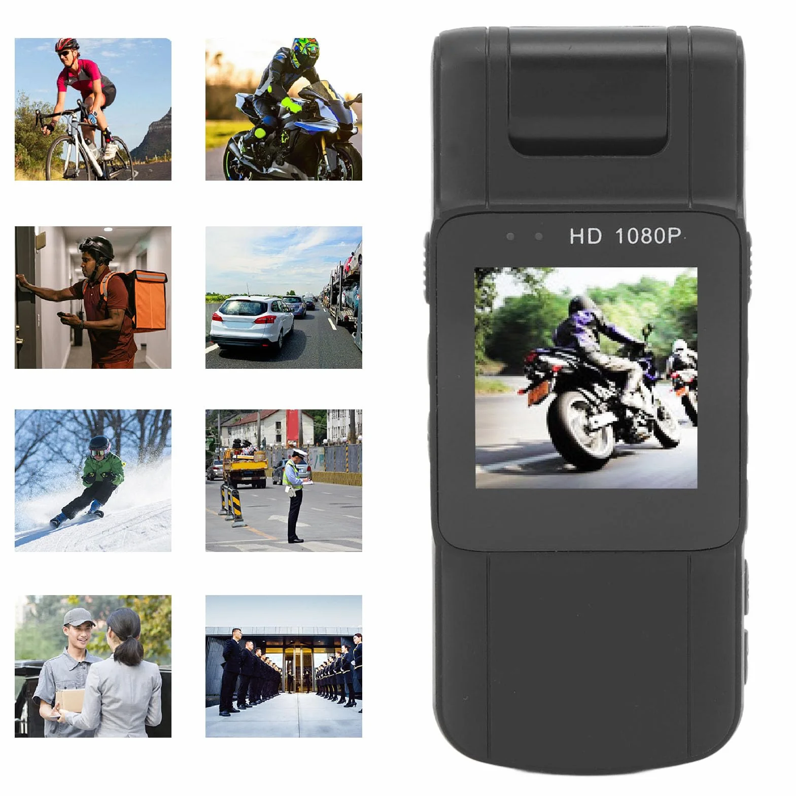 Kamera Na Korpus 1080P - Bateria 1000 MAh, Kieszonkowa Z Obracanym Obiektywem o 180° i Ekranem OLED Do Odtwarzania, Policyjna Z Dźwiękiem Do Chodzenia