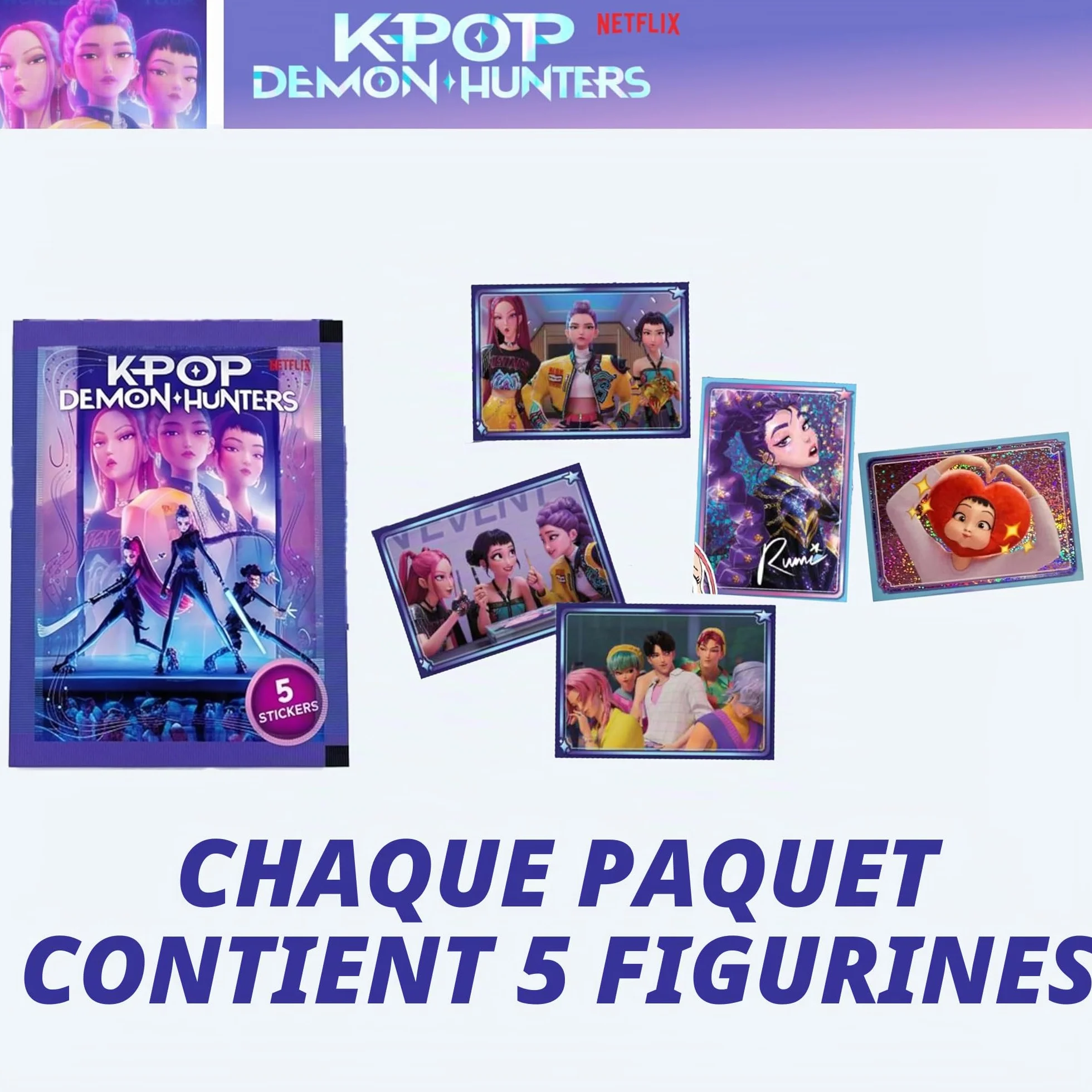 KPop Demon Hunters Lot 20 Paquets Figurines Autocollants Officiels