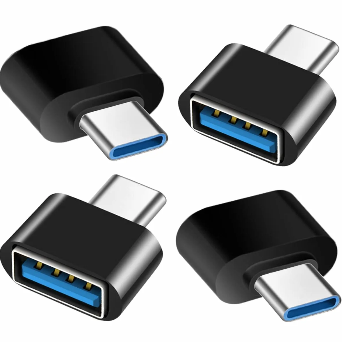 Lot de 4 Adaptateurs USB C vers USB 3.0 Mâle vers Femelle OTG Compatible MacBook iPhone 17/16/15 iPad Samsung Galaxy S25 S24 S23 A56 A16