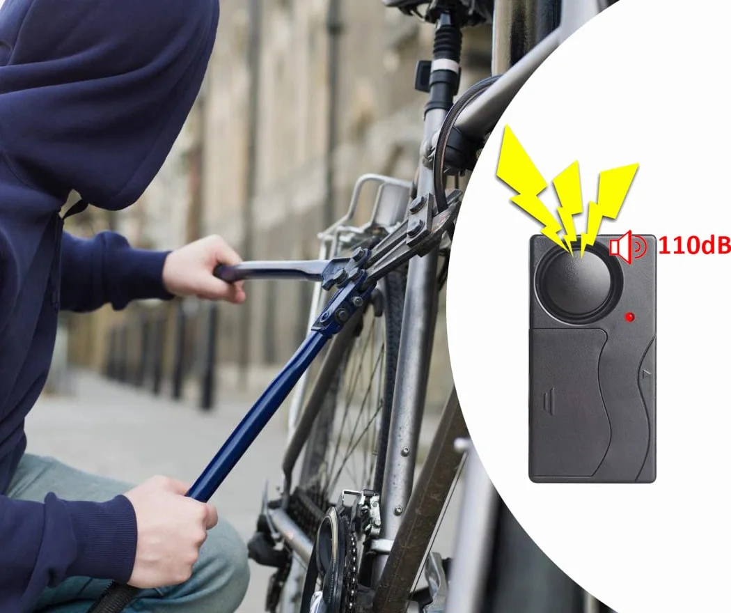 Alarm wibracyjny antykradzieżowy, 110 dB, regulacja czułości ruchu, system bezpieczeństwa przed włamaniem do drzwi, okien, roweru, kampera, 2 szt