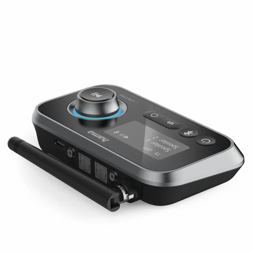 Hama TRANSMITER BLUETOOTH LINK IT Duo, Adapter 2w1, Nadajnik i Odbiornik Bluetooth, Zasięg do 10m, Złącza Jack 3,5mm i USB-C, Czarny