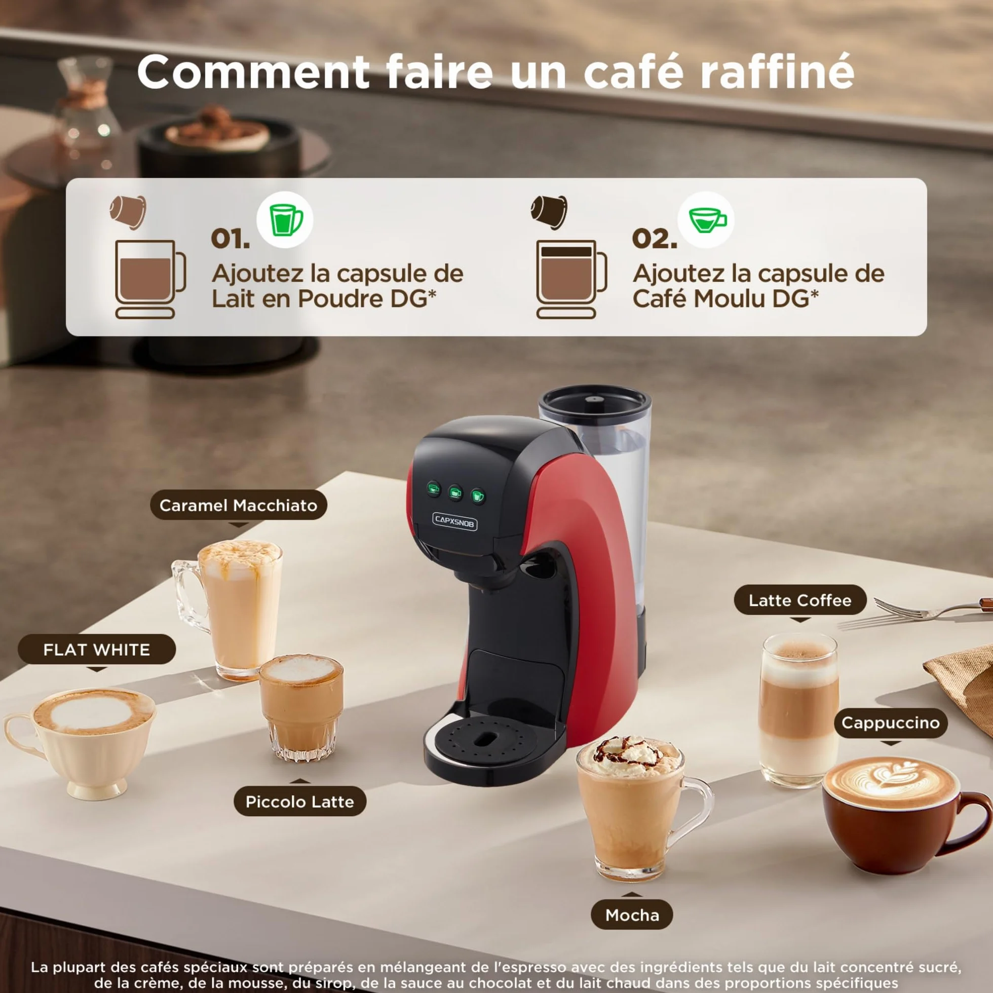 Warriors1 Machine à Café Capsule 5en1 pour Nespresso, Dolce Gusto, Lavazza A Modo Mio, FAP Espresso Point et Café Moulu, 20 bar, 0,8L, Température et Quantité Réglables, Compacte pour Maison et Bureau