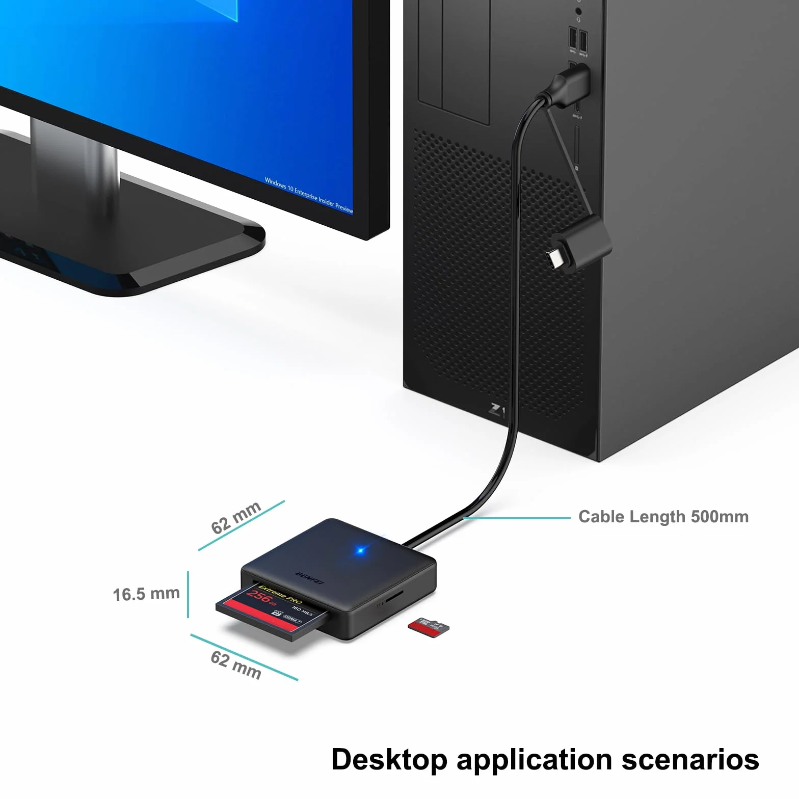 BENFEI 4 in 1 USB-C Lecteur de Carte Mémoire SD Micro SD MS CF pour iPhone 15 Pro/Max MacBook Pro/Air 2023 iPad Pro Surface Book 3