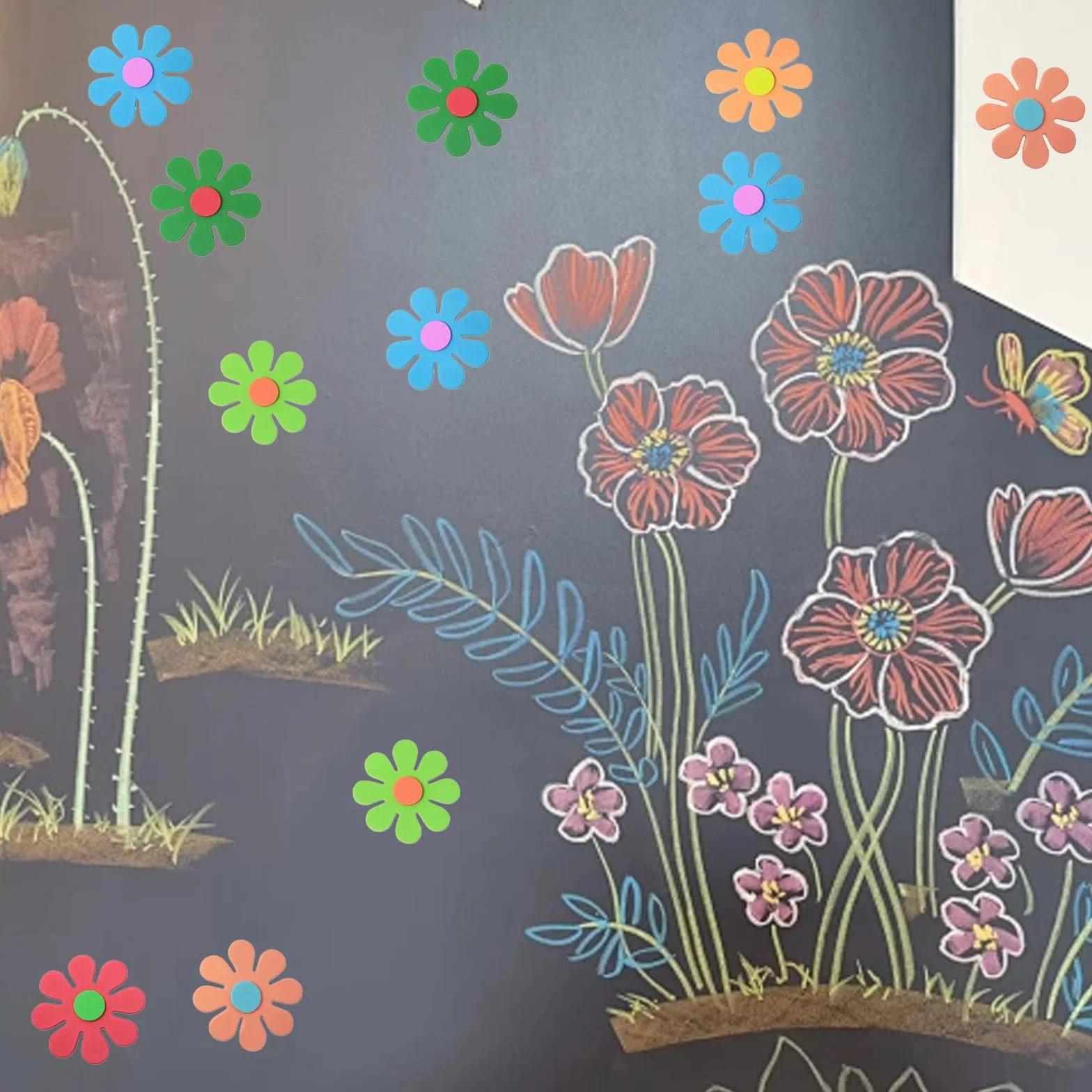 Autocollants en Mousse EVA 96PCS 3D Fleurs Décoration Murale Auto-Adhésifs pour Enfants 5,5 cm