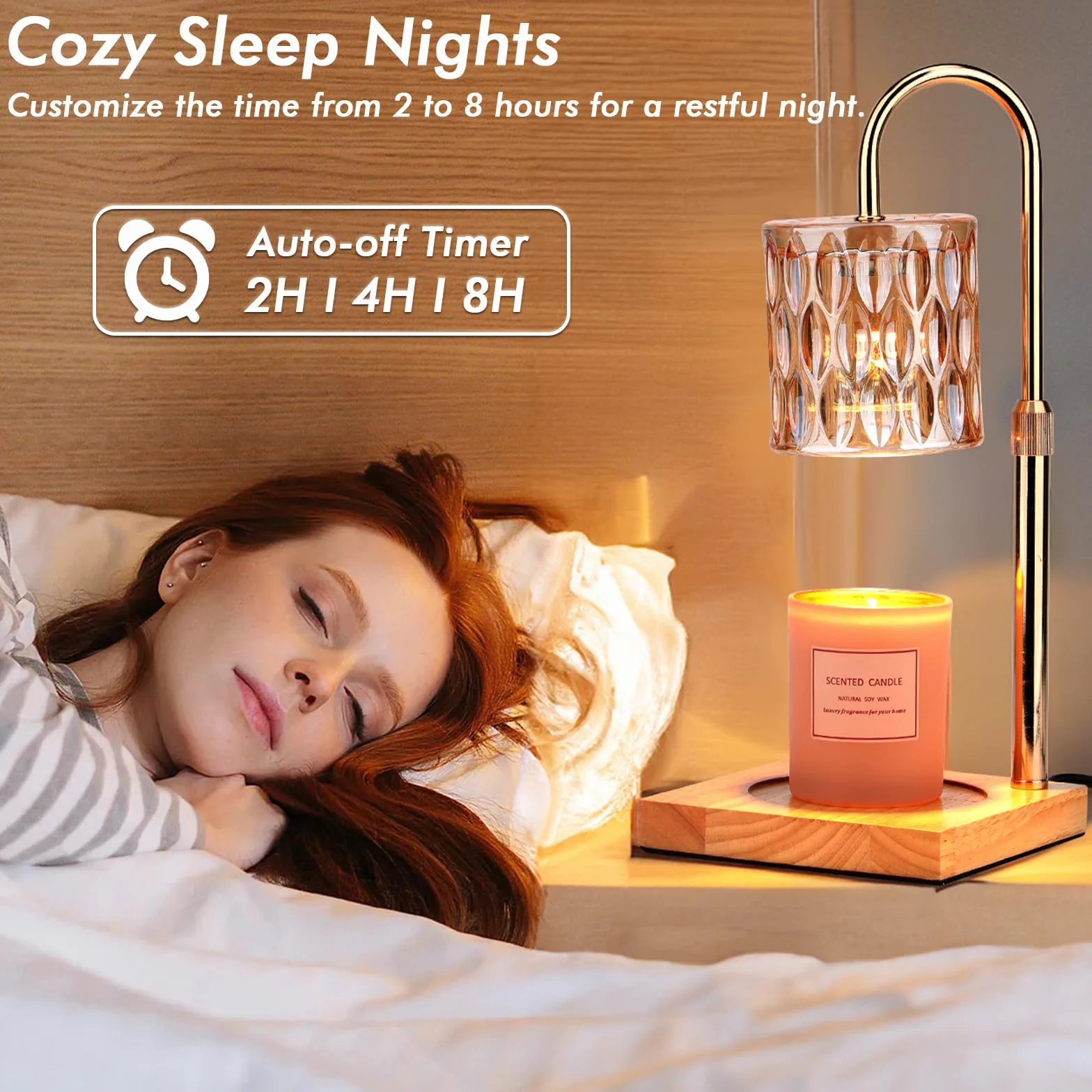 Lampe Chauffe Bougie Victop Chauffage à Bougies à Chandelle avec Minuterie, Candle Lampe électrique Dimmable, Lampe à réchauffeur de Cire sans Flamme, Hauteur réglable, Décoration pour Maison Chambre