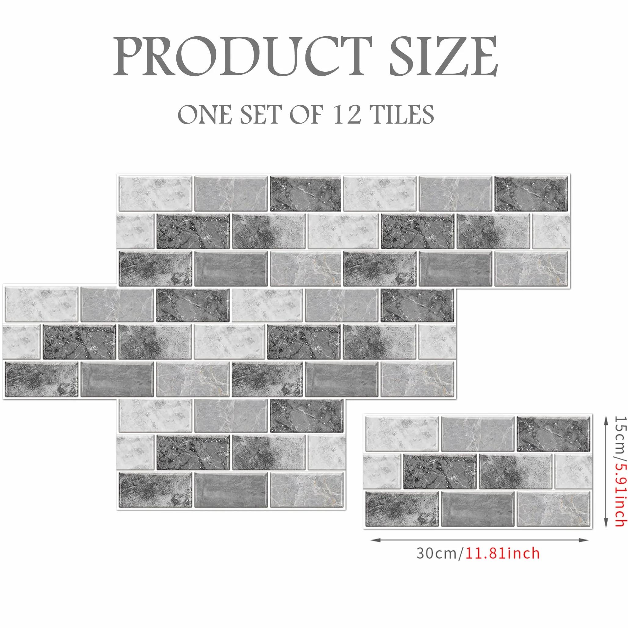 Stickers Carrelage Cuisine 12 pièces Autocollant en PVC Imperméable Autocollants de Carreaux Adhésif Mural