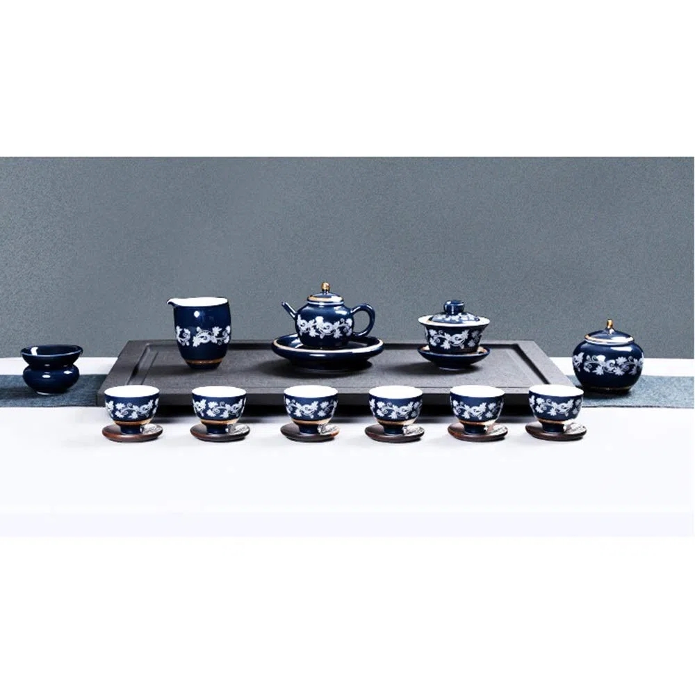 Service À Thé en Or Peint À La Main, Ensemble Complet De Théière, Tasse, Couvercle, Bol, Cadeau en Céramique, Service À Thé