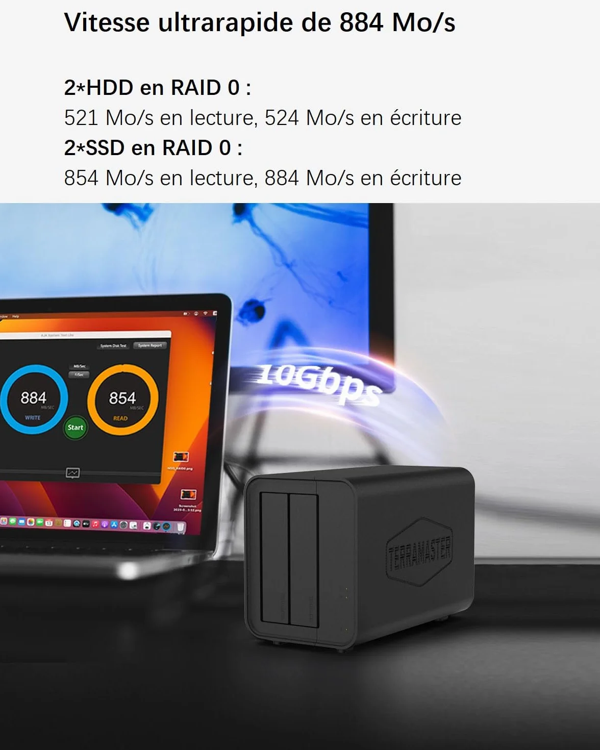 TerraMaster D2-320 USB 3.2 (2. generacji) 10 Gb/s zewnętrznej pamięci masowej dla zewnętrznego dysku twardego, obsługa Raid 0/1/Single/JBOD (bez dysku twardego)