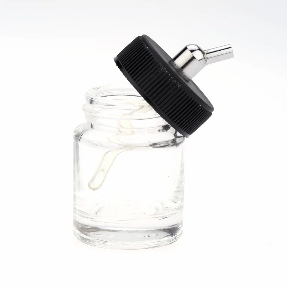 Bouteilles en Verre pour aérographe 10 pièces avec Assemblage de Couvercle d'angle 30°