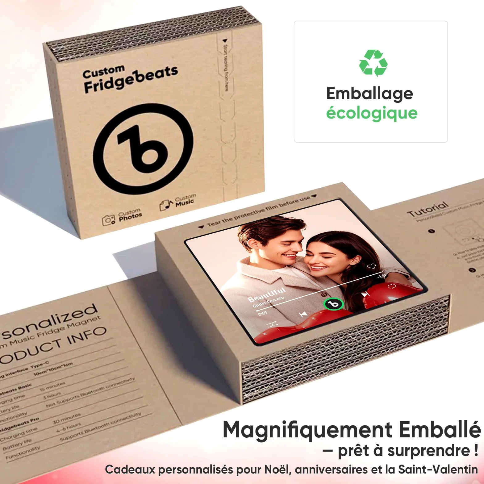 Aimant Frigo Musical Personnalisé Photo - Cadeau Homme Femme - Aimant Musique Rétro Spotify Magnet
