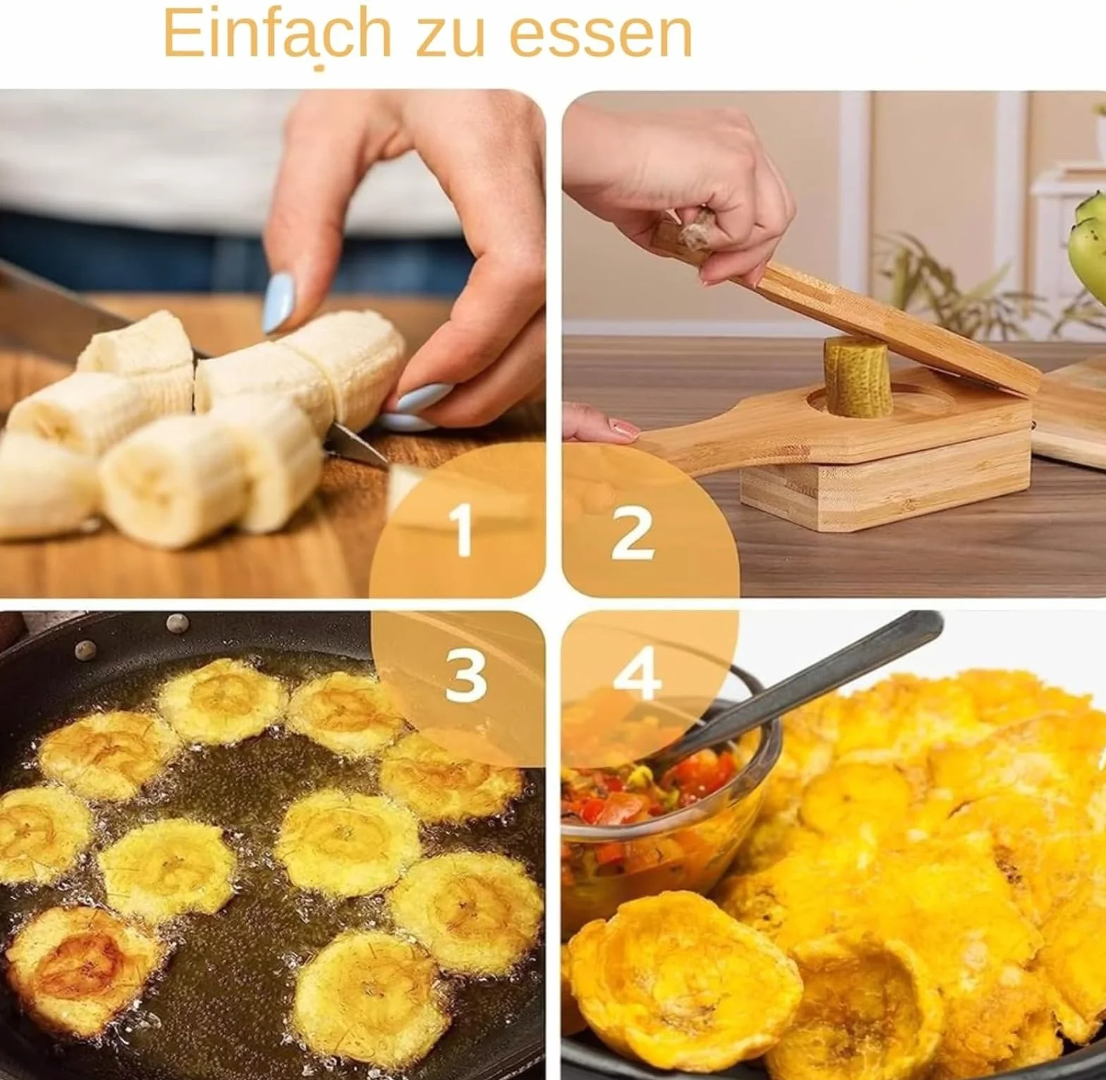 Presse à bananes en bois 2 en 1 pour plantain et chips de banane