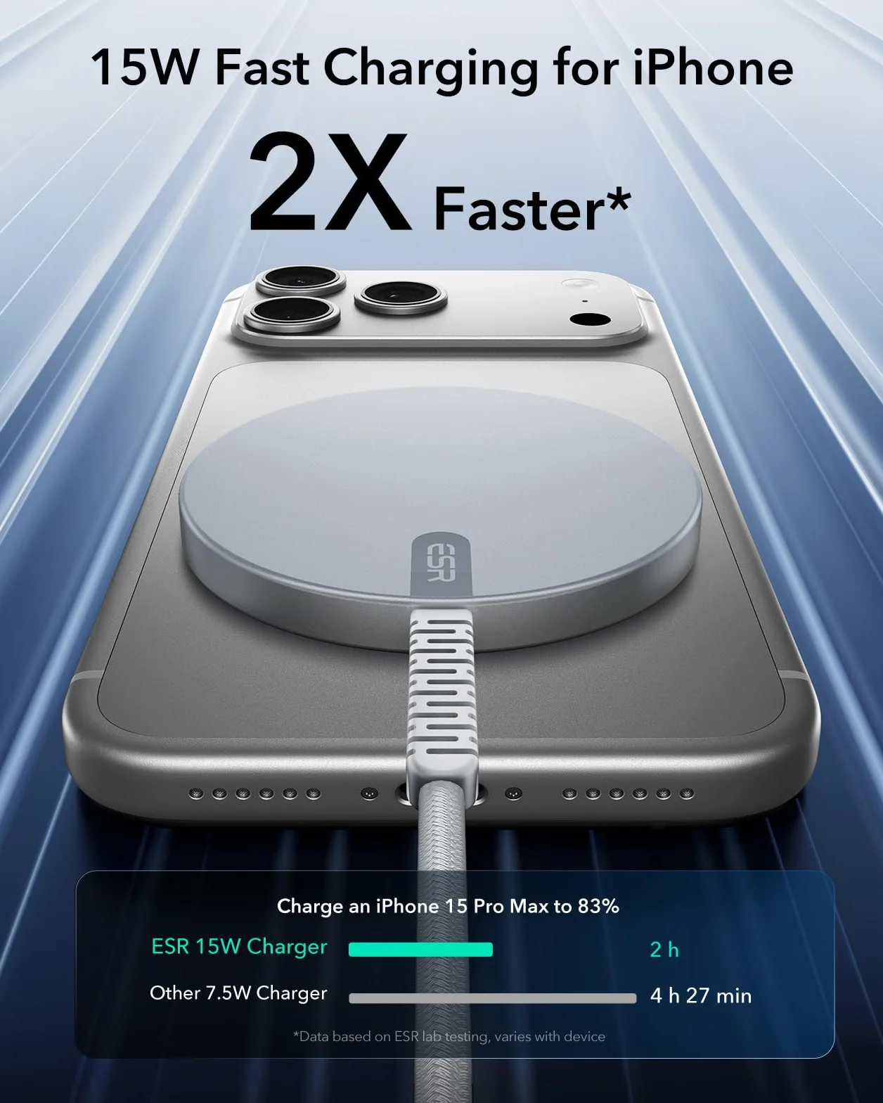 ESR do ładowarki Magsafe 15 W, bezprzewodowa ładowarka do iPhone 17/17e/16/15/14/13/12, AirPods 4/3/2 Pro, Google Pixel 10, Galaxy S25/S26, indukcyjna stacja ładująca z 1,5-metrowym wzmocnionym kablem