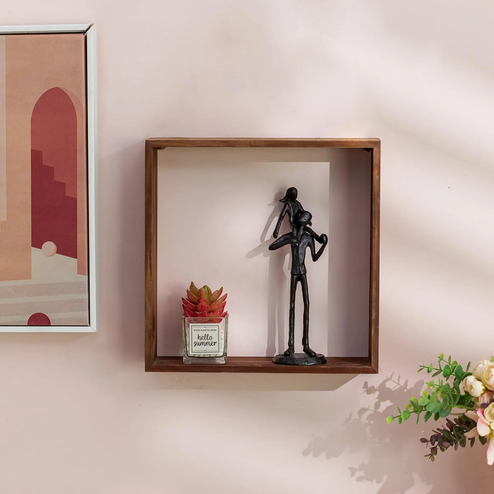 Sziqiqi Figurine en Fer Père-Fille Sculpture Cadeau Fête des Pères Mariage Noël